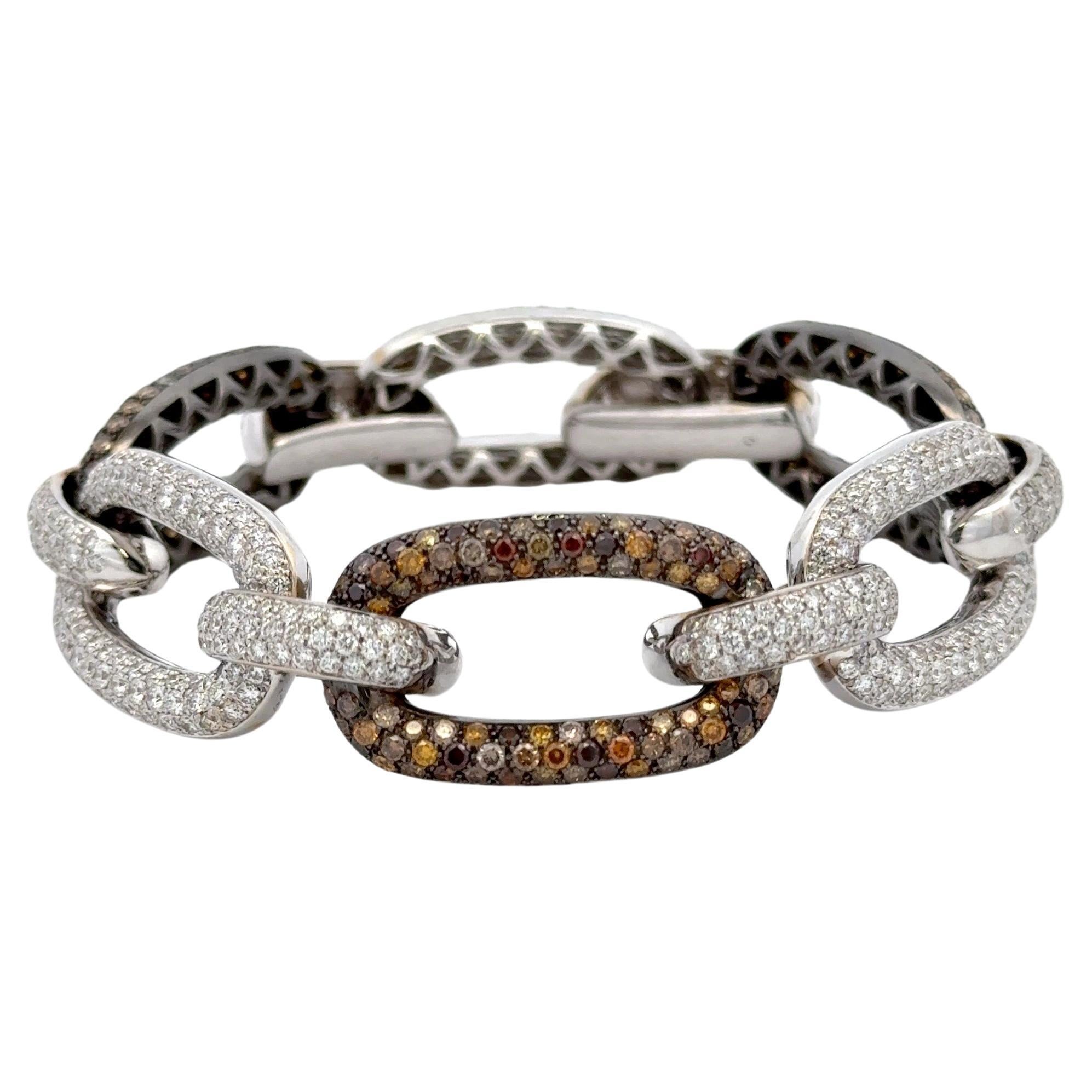 Designer Yeprem Diamond Champagne Link Bracelet 27.93 Carats 18 Karat White Gold