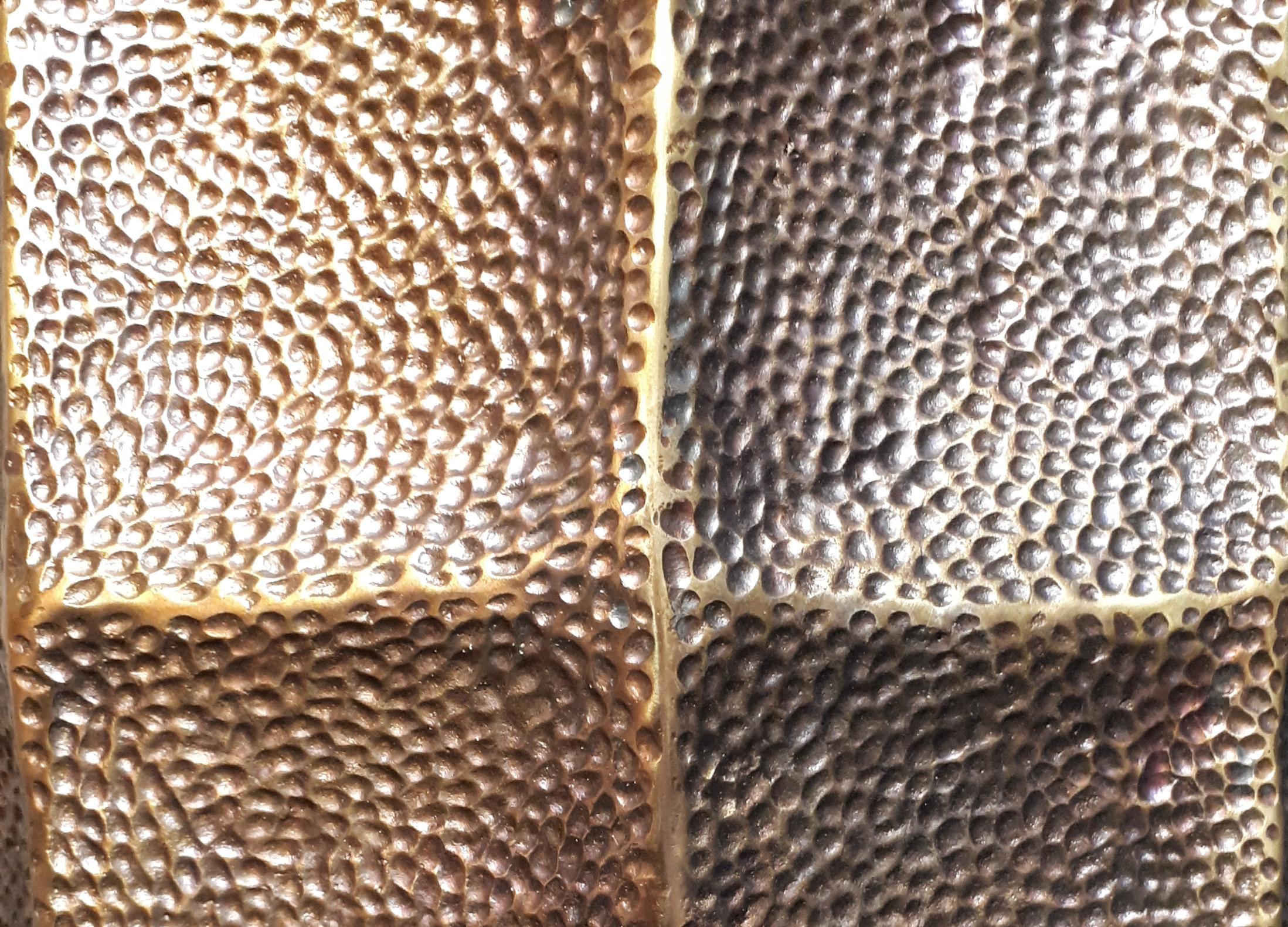 Patinated Designer's Coffee Table, Stool in Bronze and Brass, France, 2018