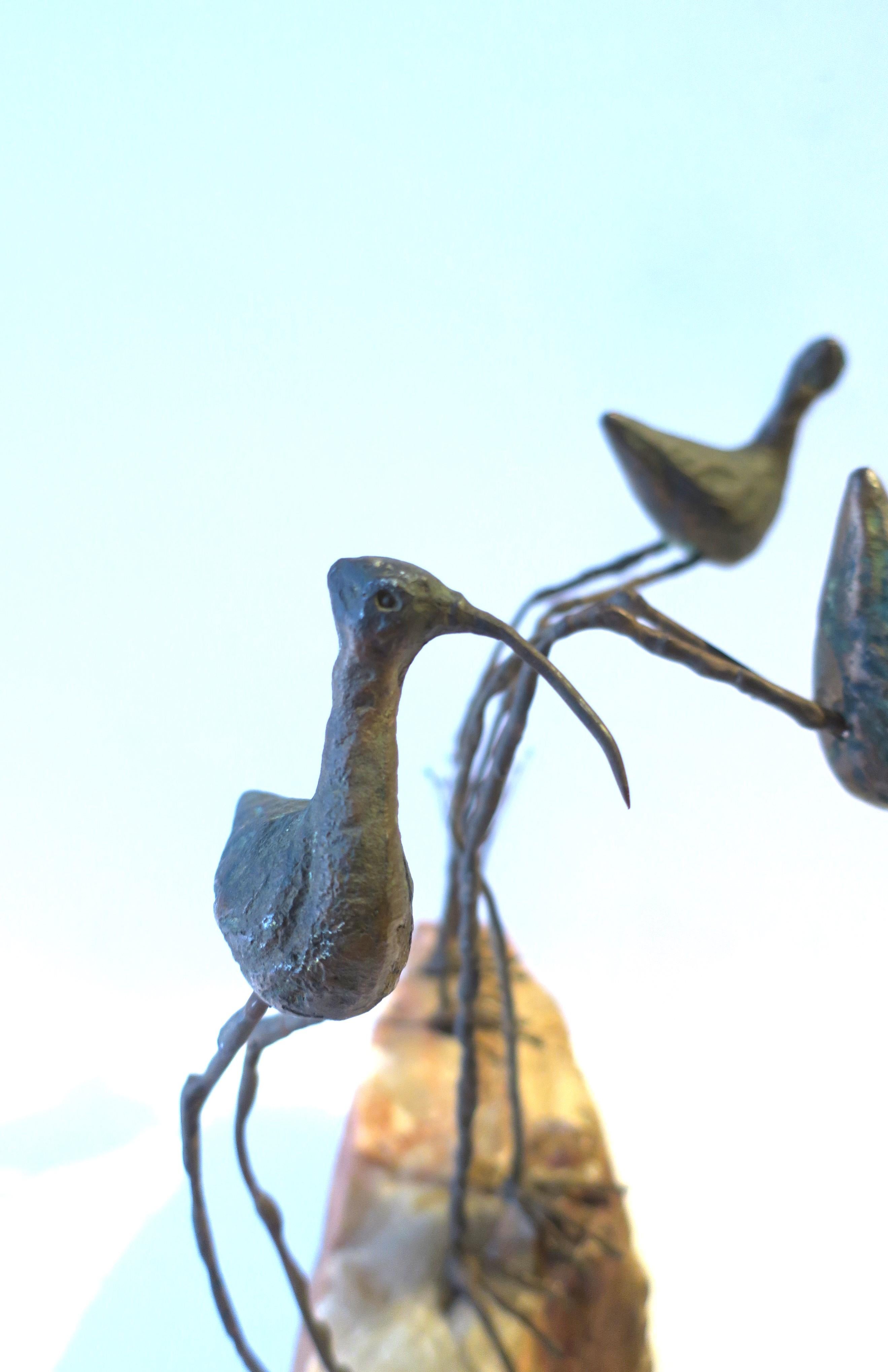 Designers Curtis Jere Onyx Marble and Bronze Birds Beach Sculpture, 1969 8