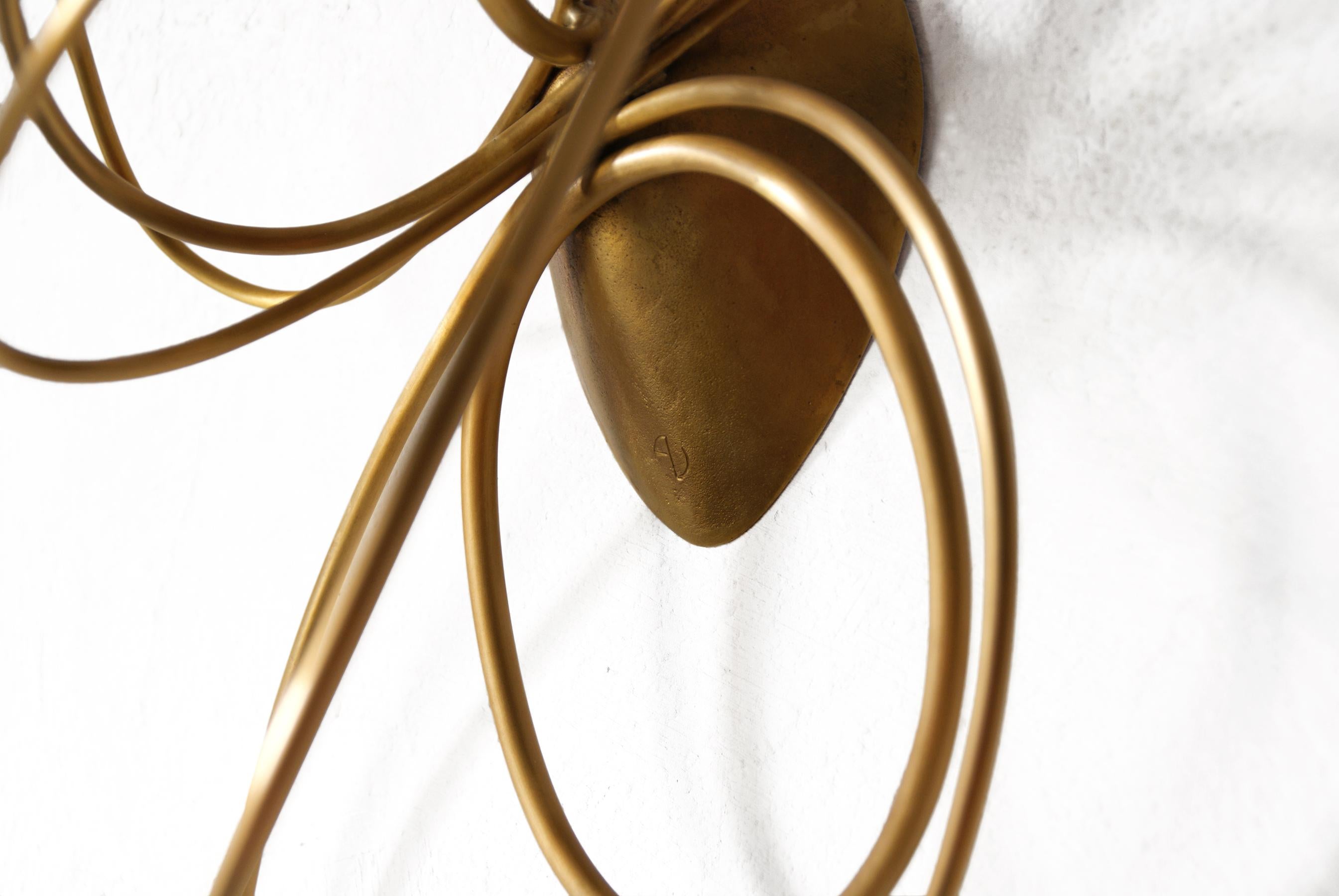 Modern Designer's Elliptic Sconce in Patinated Brass, France, 2019