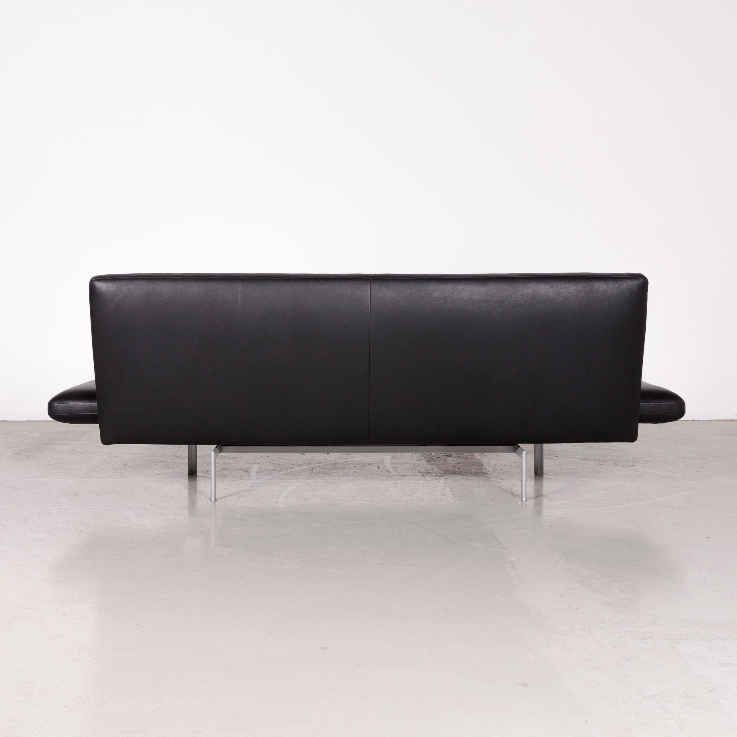 Designo Flyer Designer Leather Sofa Black Three-Seat Couch with Function 3
