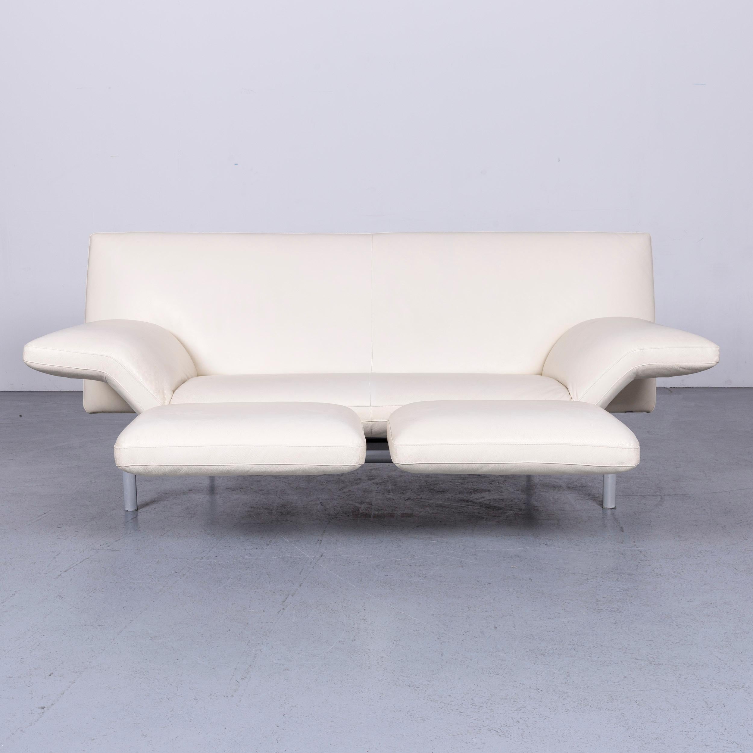 German Designo Flyer Designer Leather Sofa White Three-Seat Couch with Function