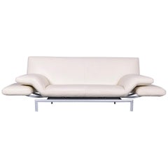 Designo Flyer Designer Leather Sofa White Three-Seat Couch with Function