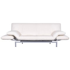 Designo Flyer Designer Leather Sofa White Two-Seat Couch with Function