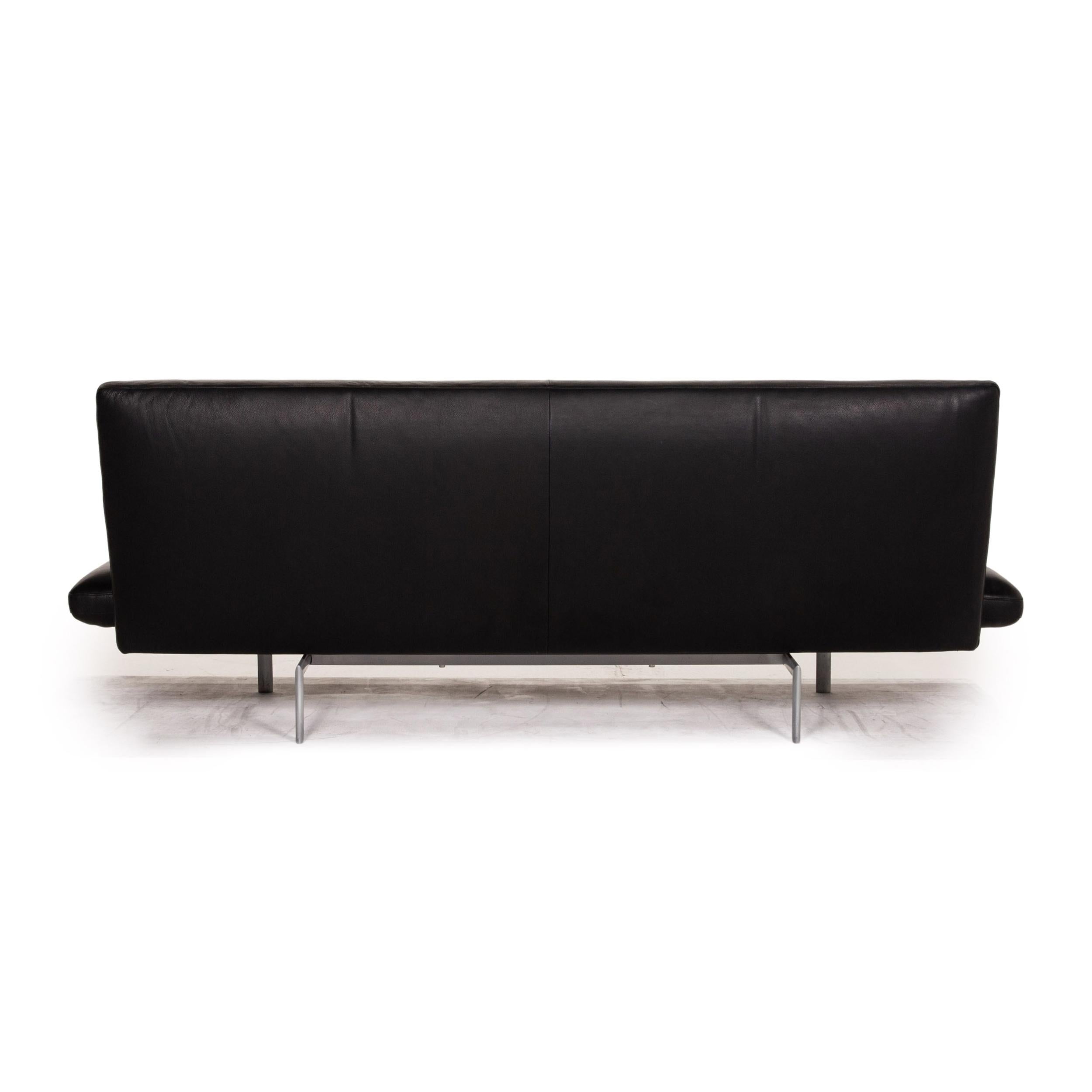 Designo Flyer Leather Sofa Black Two-Seat Function Couch 4