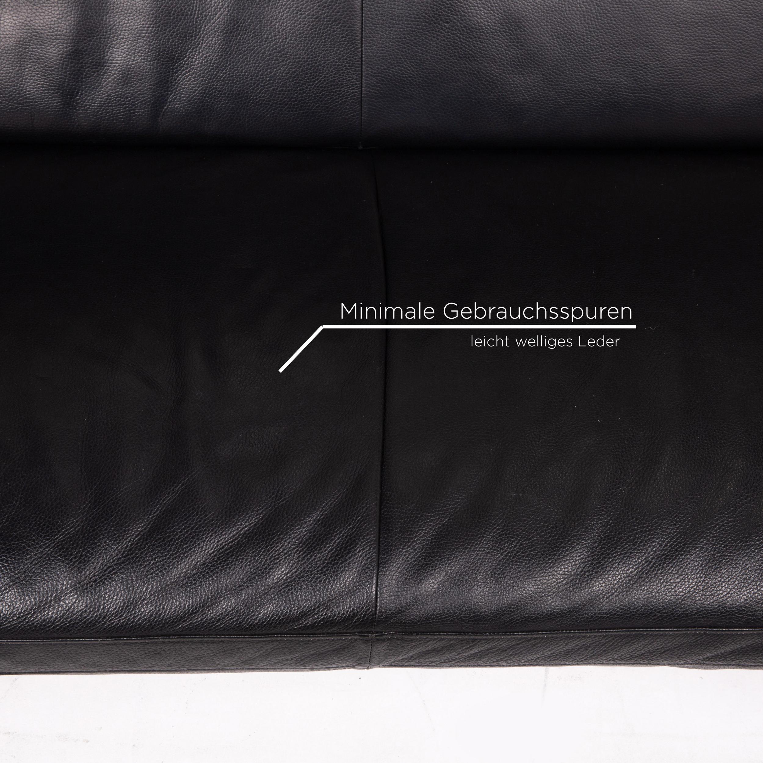 Designo Flyer Leather Sofa Black Two-Seat Function Couch In Good Condition In Cologne, DE