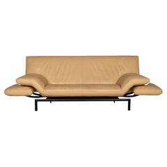 Designo Flyer Leather Sofa Cream Two-Seater Couch Function Relaxation Function