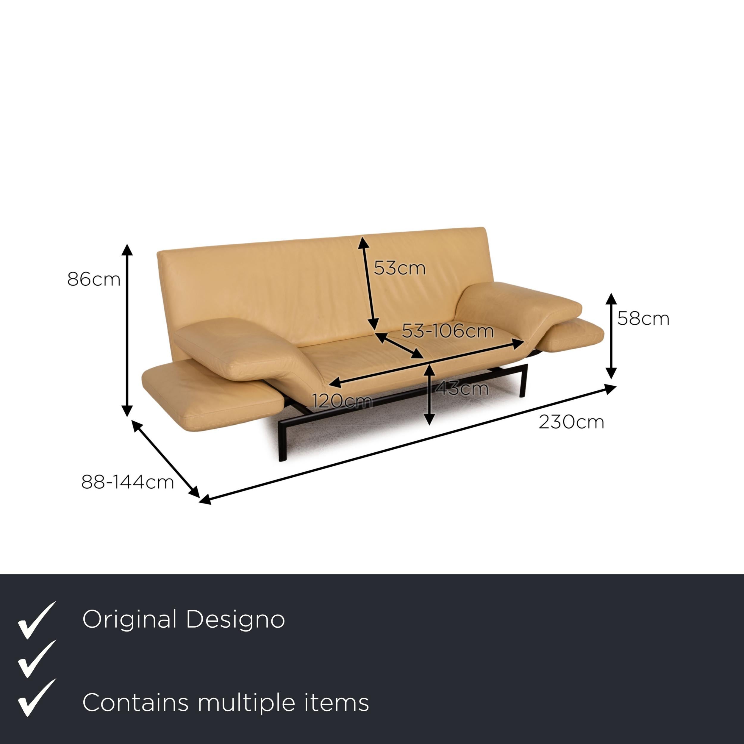 We present to you a Designo Flyer leather sofa set cream 2x two-seater couch function relaxation.

Product measurements in centimeters:

depth: 88
width: 230
height: 86
seat height: 43
rest height: 58
seat depth: 53
seat width: 120
back