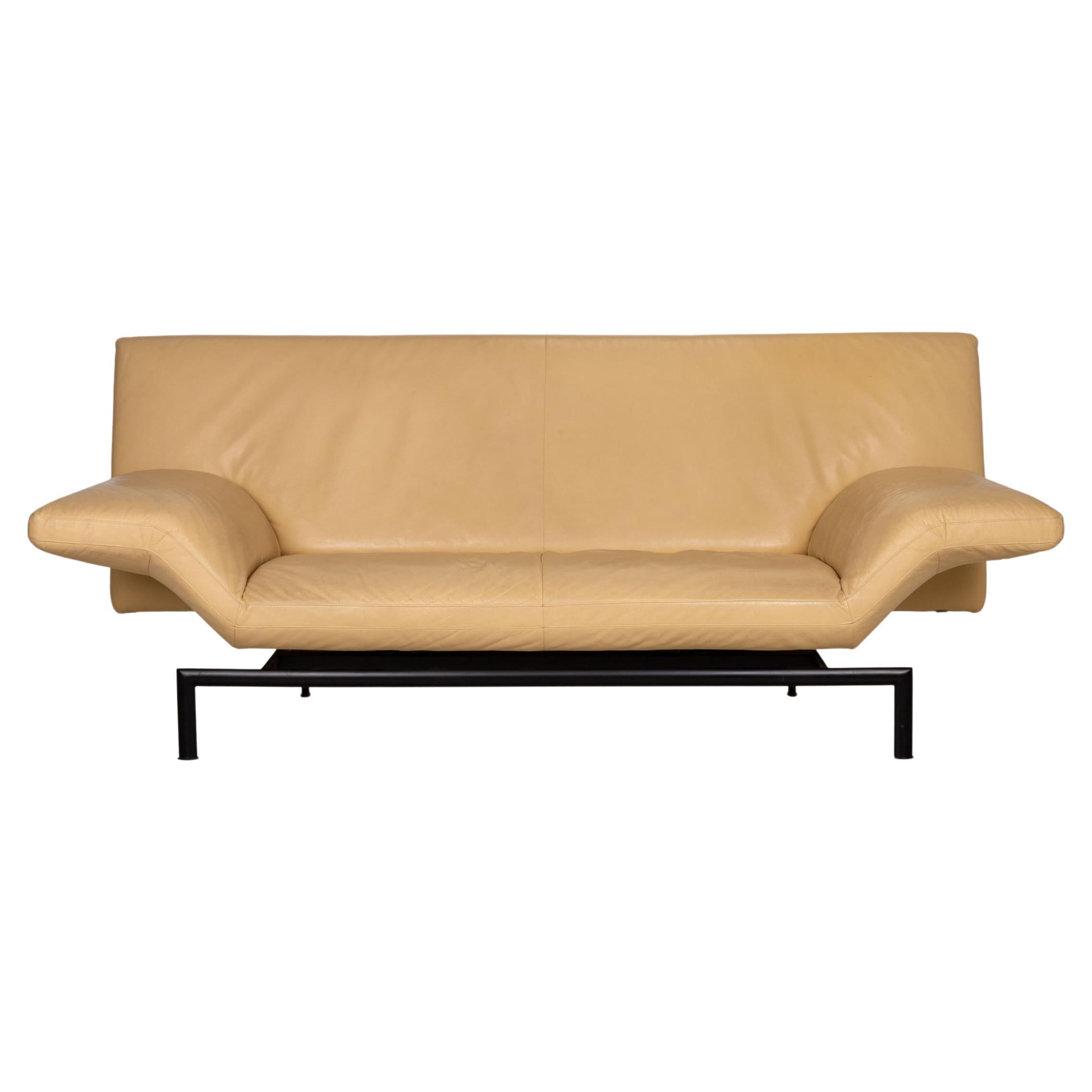 Natuzzi Designer Leather Sofa Red Pink Real Leather TwoSeat Couch at