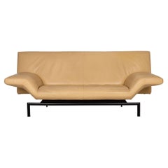 Designo Leather Sofa Cream Two-Seater Couch