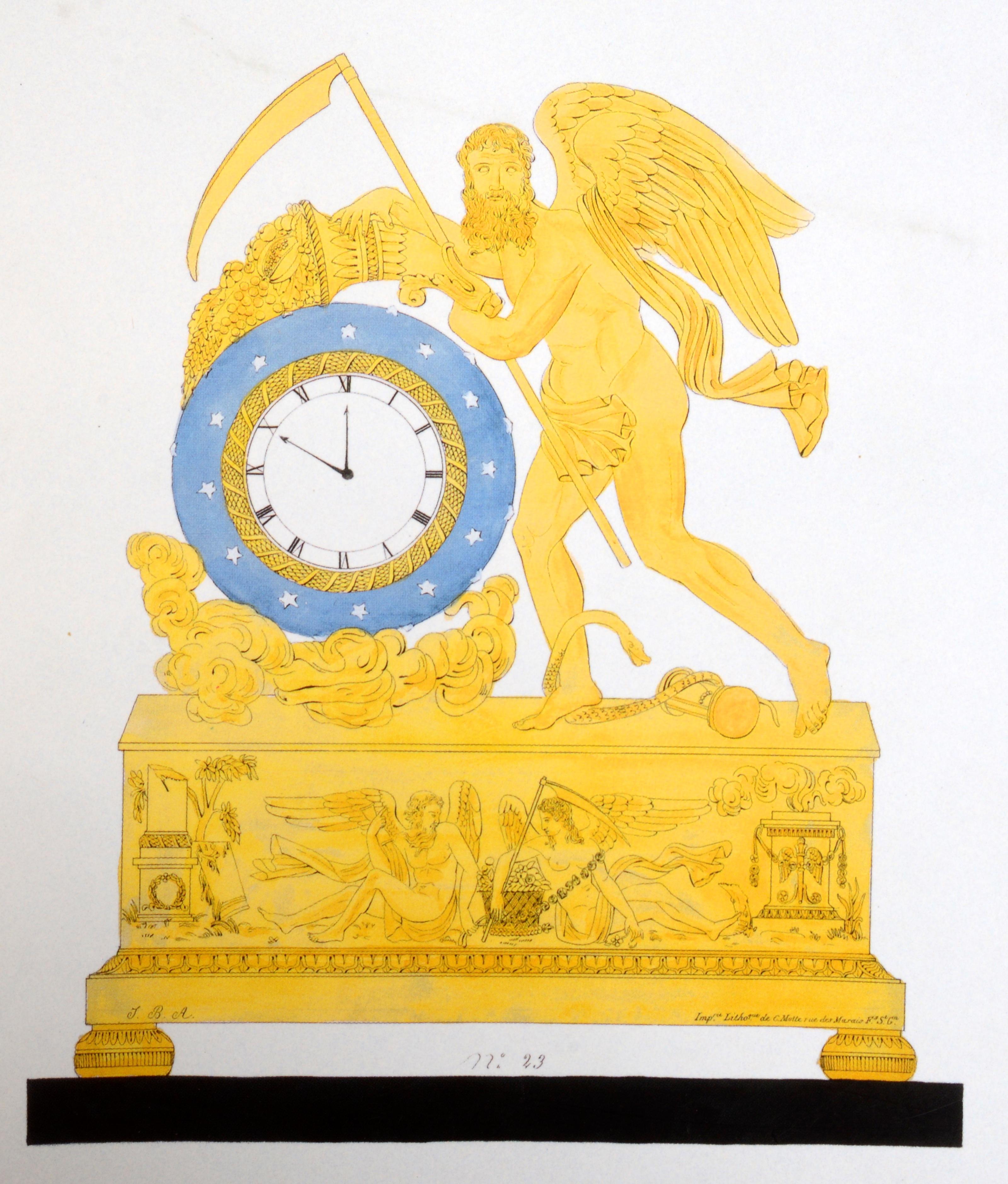 Entwürfe für Objekte aus vergoldeter Bronze aus der französischen Restauration von 1814-1830, 1. Auflage im Zustand „Hervorragend“ im Angebot in valatie, NY
