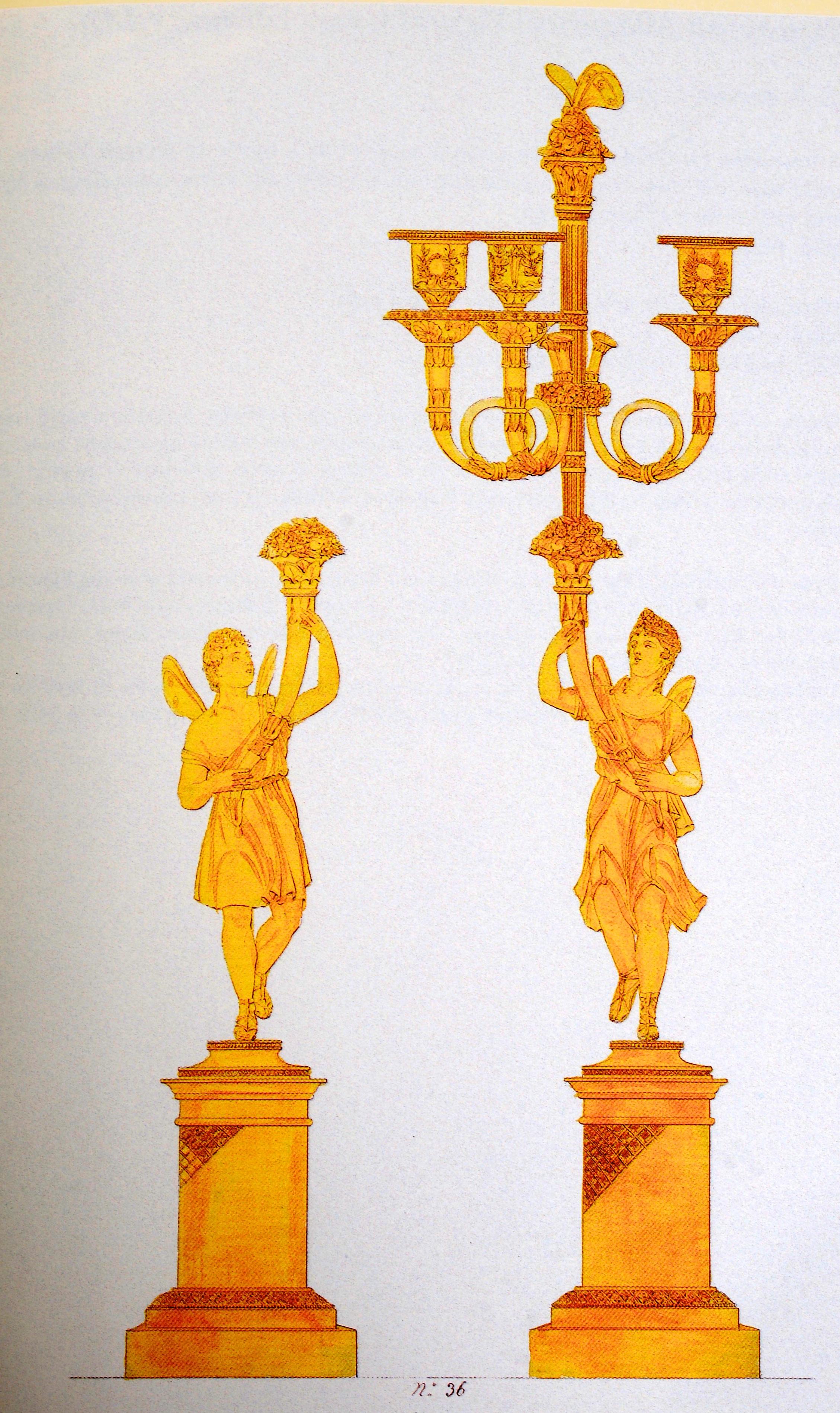 Paper Designs for Gilt Bronze Objects from the French Restoration 1814-1830, 1st Ed For Sale
