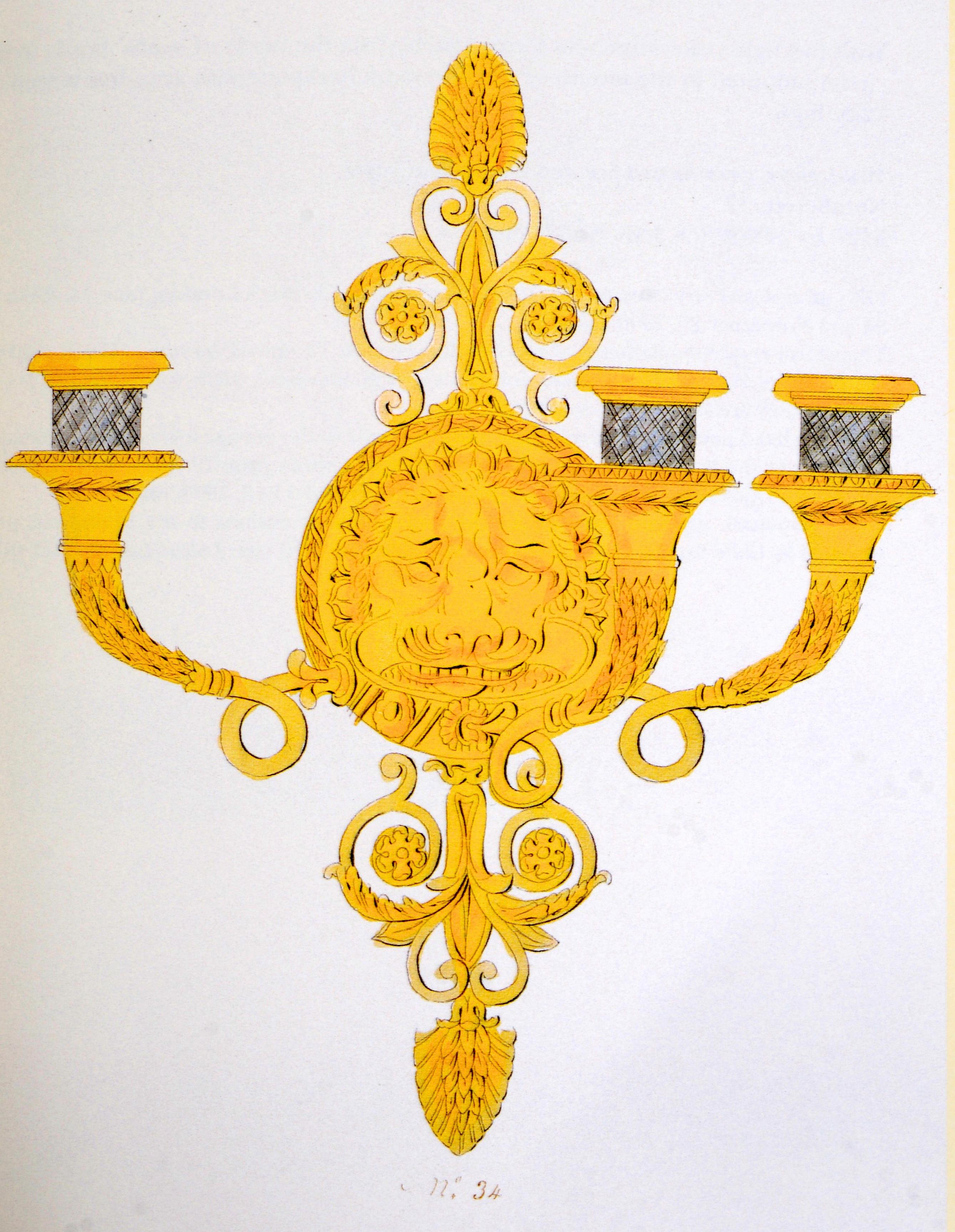 Entwürfe für Objekte aus vergoldeter Bronze aus der französischen Restauration von 1814-1830, 1. Auflage im Angebot 3