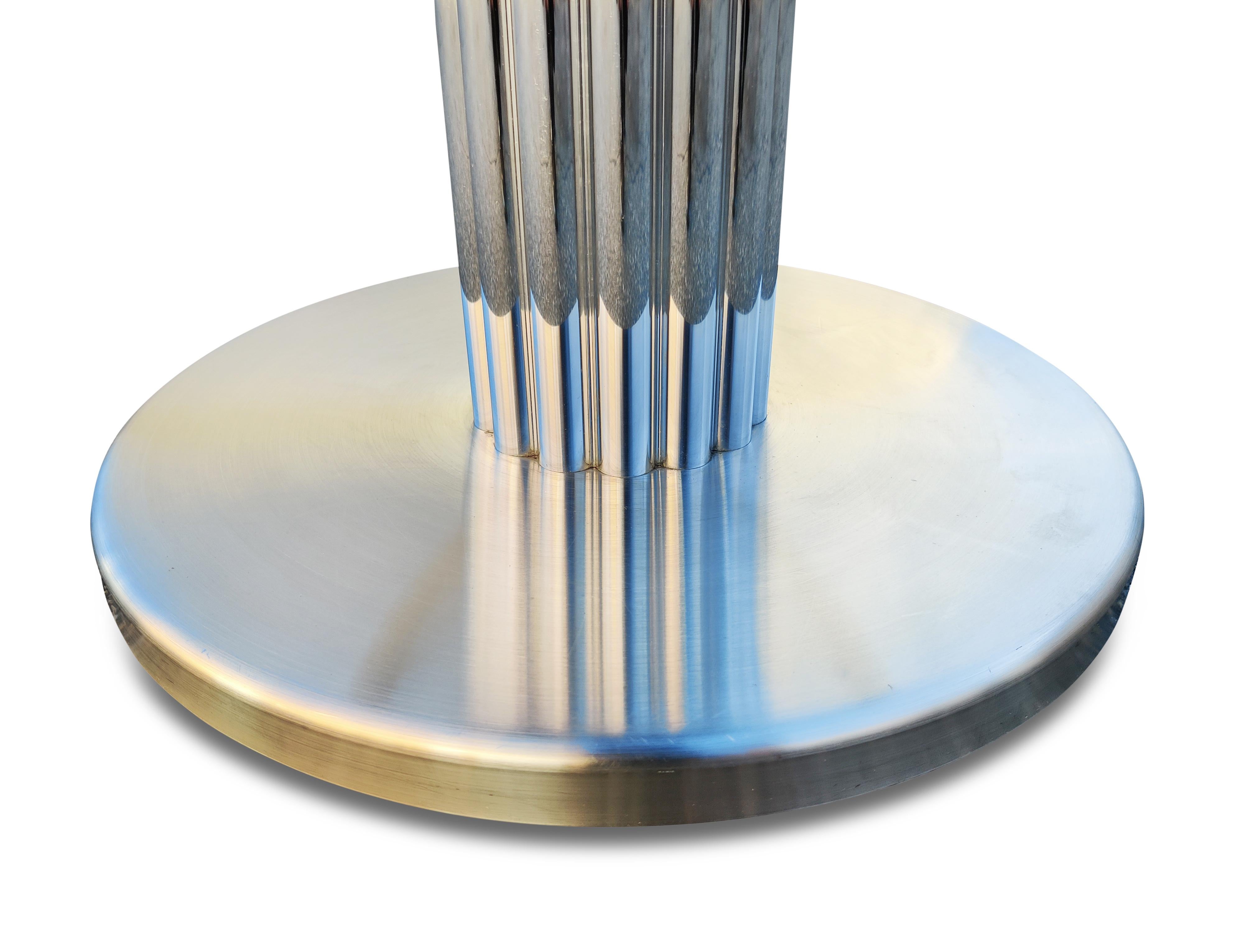 Designs for Leisure, 3 Brushed Stainless Steel Bar Stools 1980s, Set of Three 6