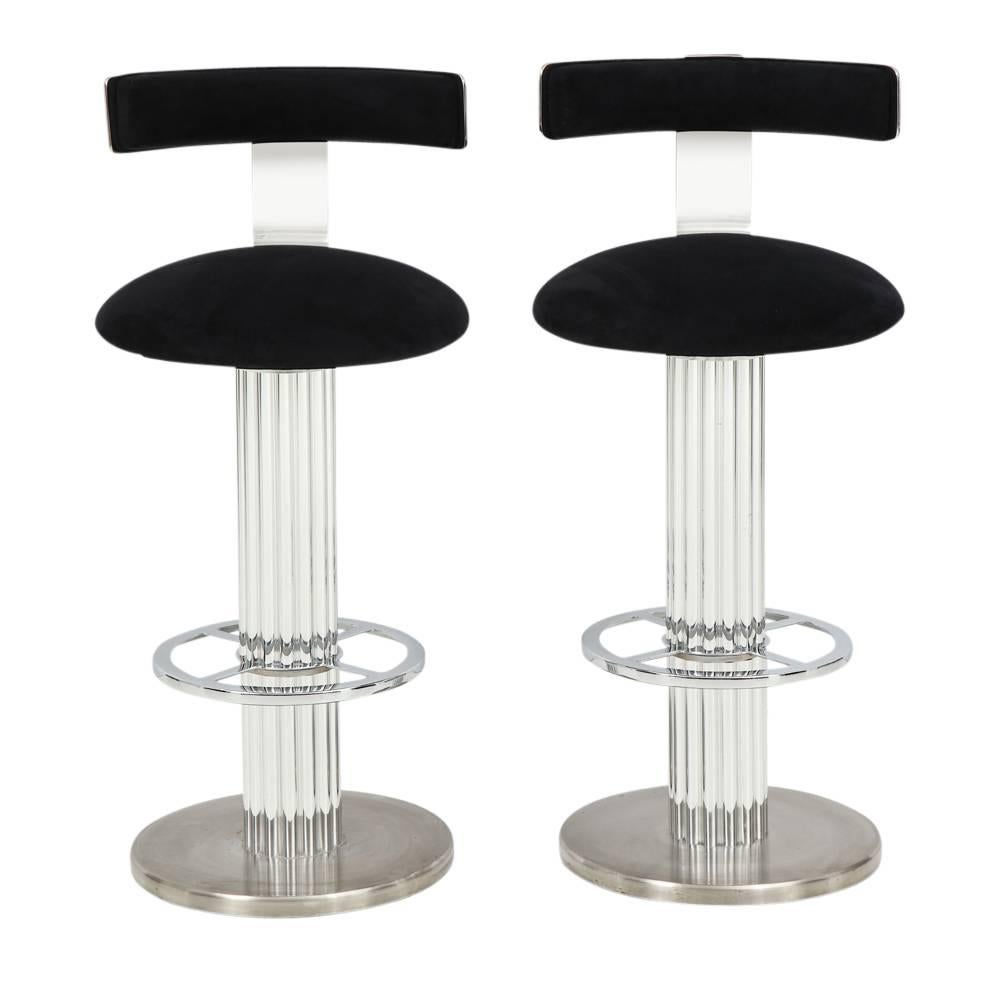 Polished Designs for Leisure Bar Stools Nickel Signed, USA, 1990s