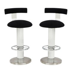 Designs for Leisure Bar Stools Nickel Signed, USA, 1990s