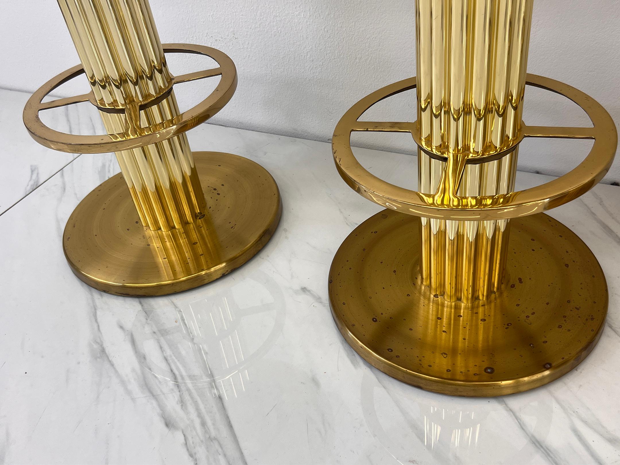 Designs For Leisure set of 4 Brass Barstools, Ivory Boucle, Signed, 1987 For Sale 3