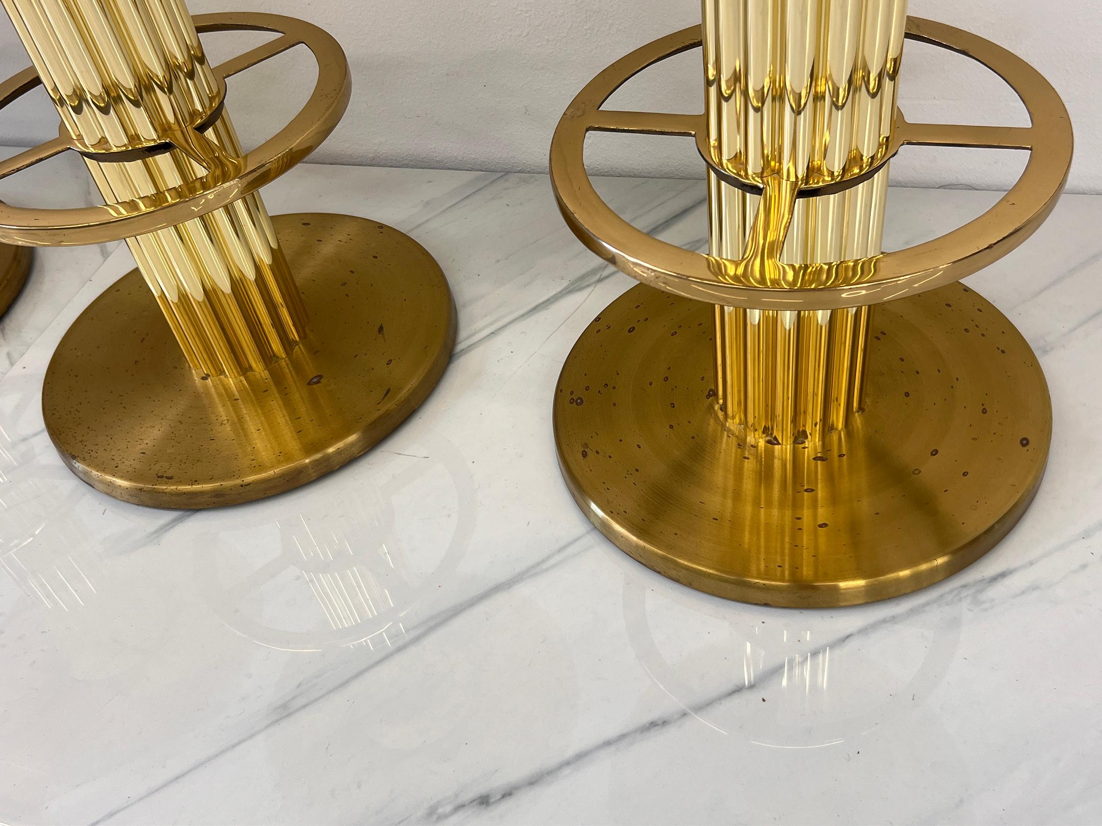 Designs For Leisure set of 4 Brass Barstools, Ivory Boucle, Signed, 1987 For Sale 4