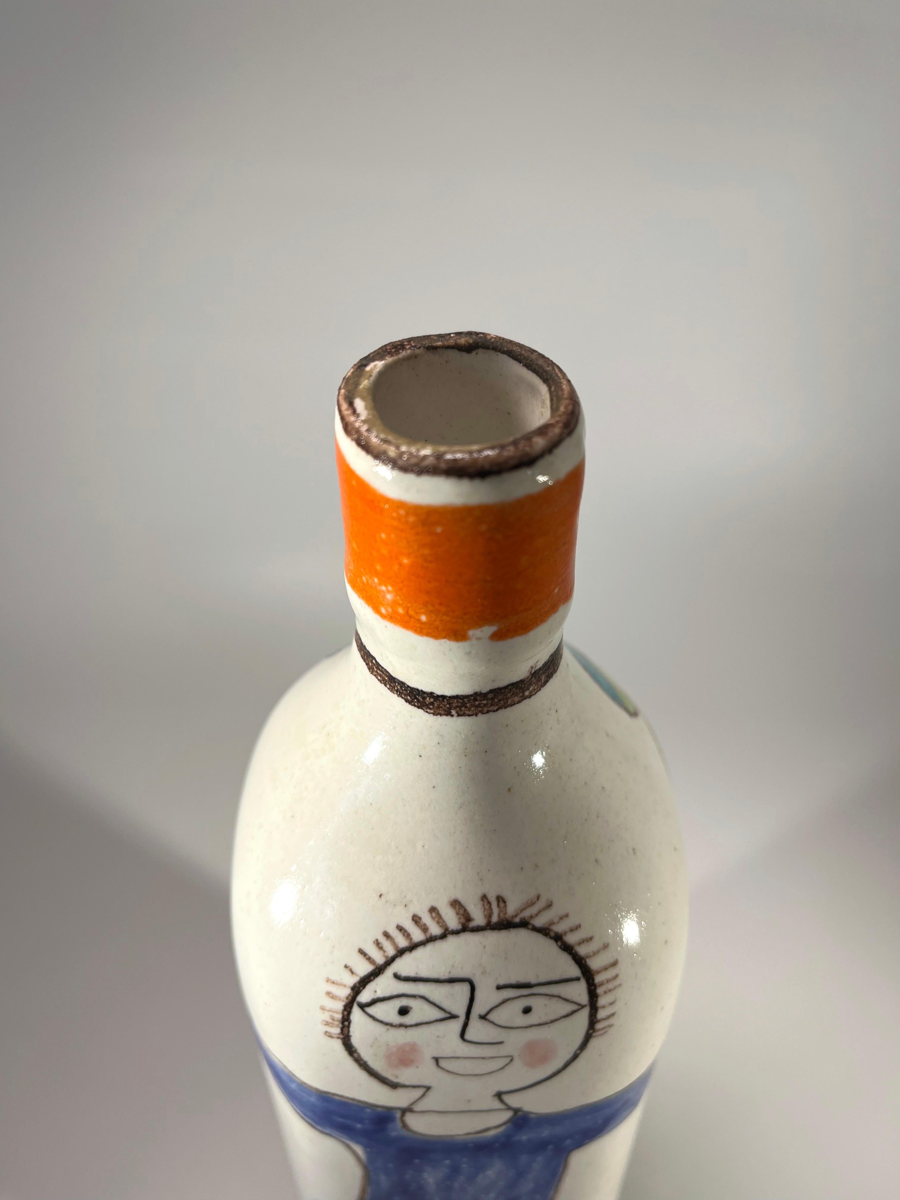 Céramique DeSimone, vase bouteille en céramique italienne peint à la main, vers les années 1960 en vente