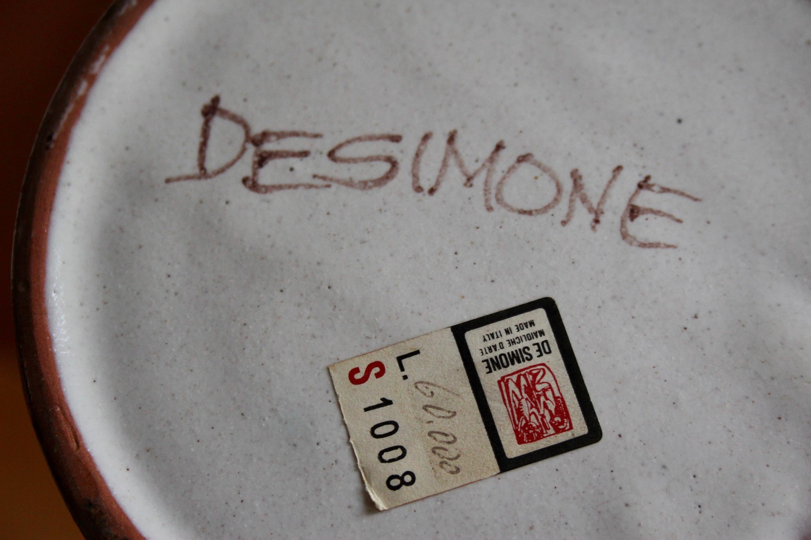 Lampe de table DeSimone en céramique bleue et rouge en vente 5