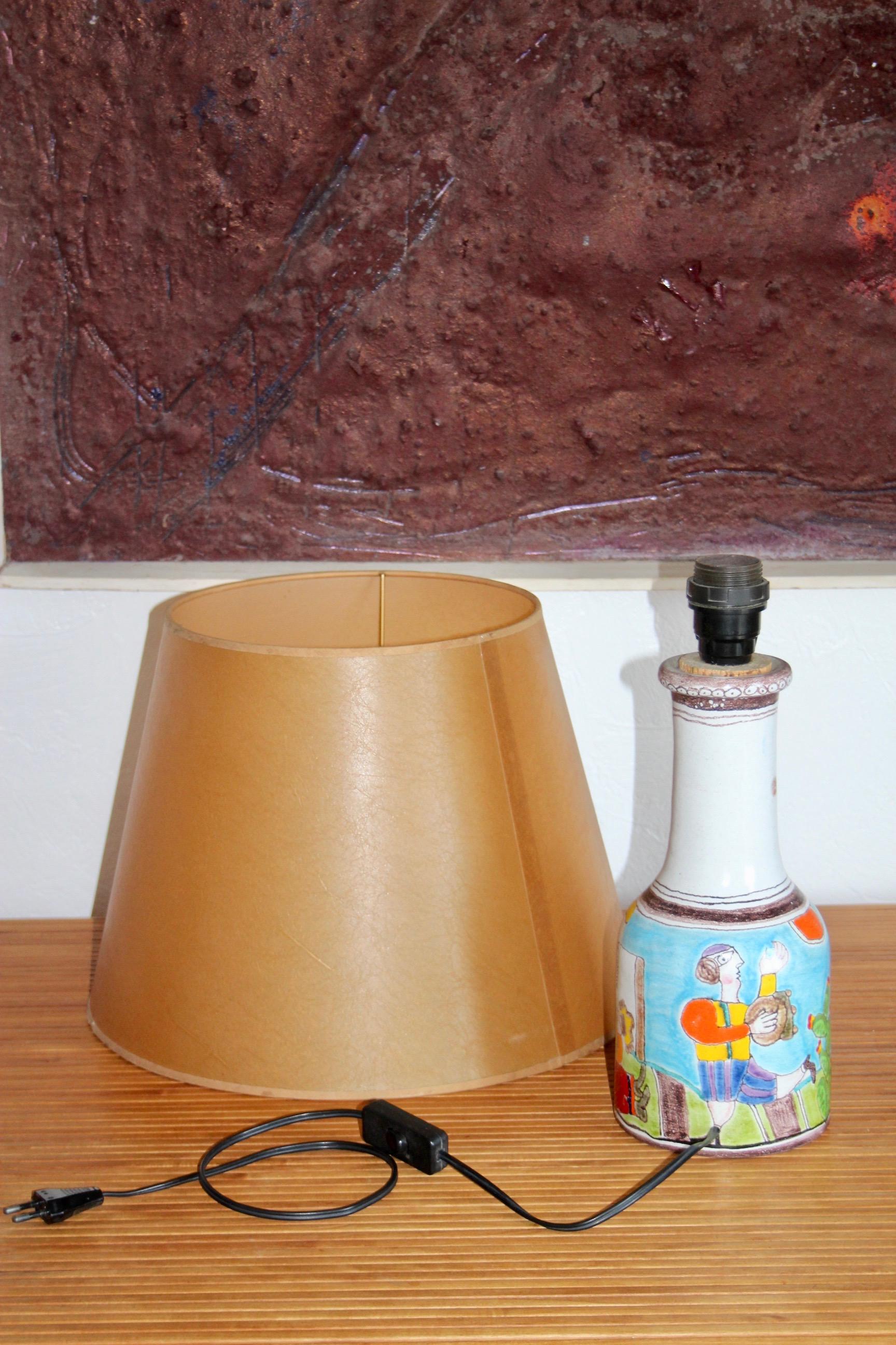 Lampe de table DeSimone en céramique bleue et rouge en vente 7
