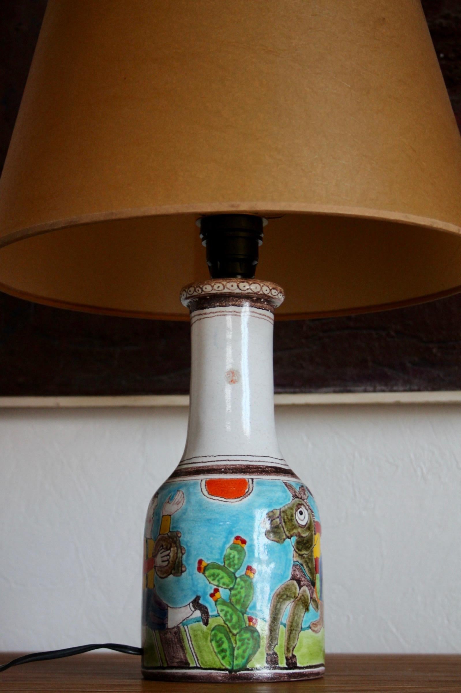 Lampe de table DeSimone en céramique bleue et rouge en vente 3