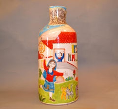 Desimone Hand Painted Art Pottery Flower Vase Musicians and Proposal Scene Italy