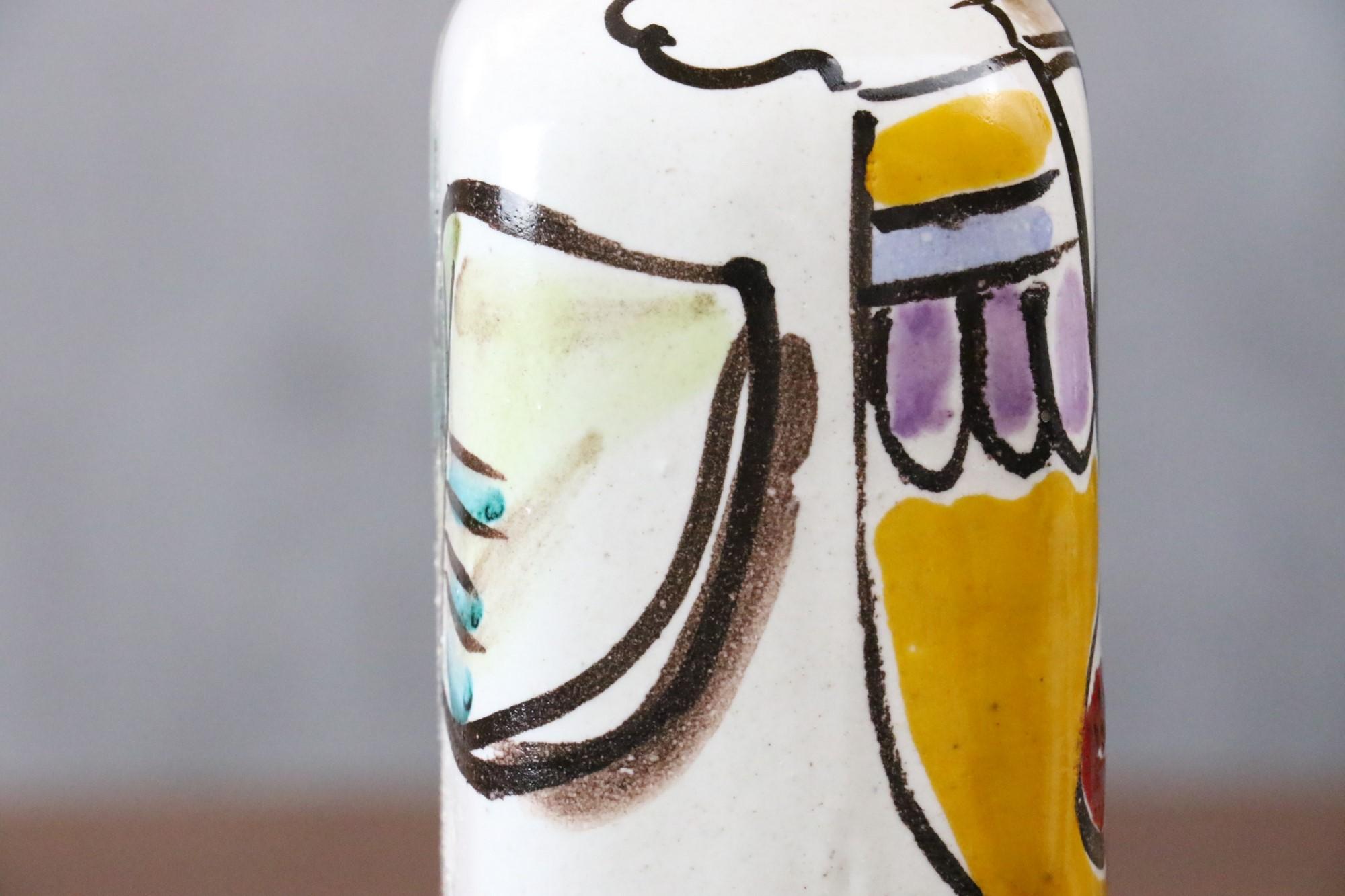 DeSimone Hand Painted Ceramic Bottle, Italian Pottery circa 1960 Era Aldo Londi 3
