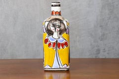 Botella de cerámica pintada a mano DeSimone, cerámica italiana circa 1960 Era Aldo Londi