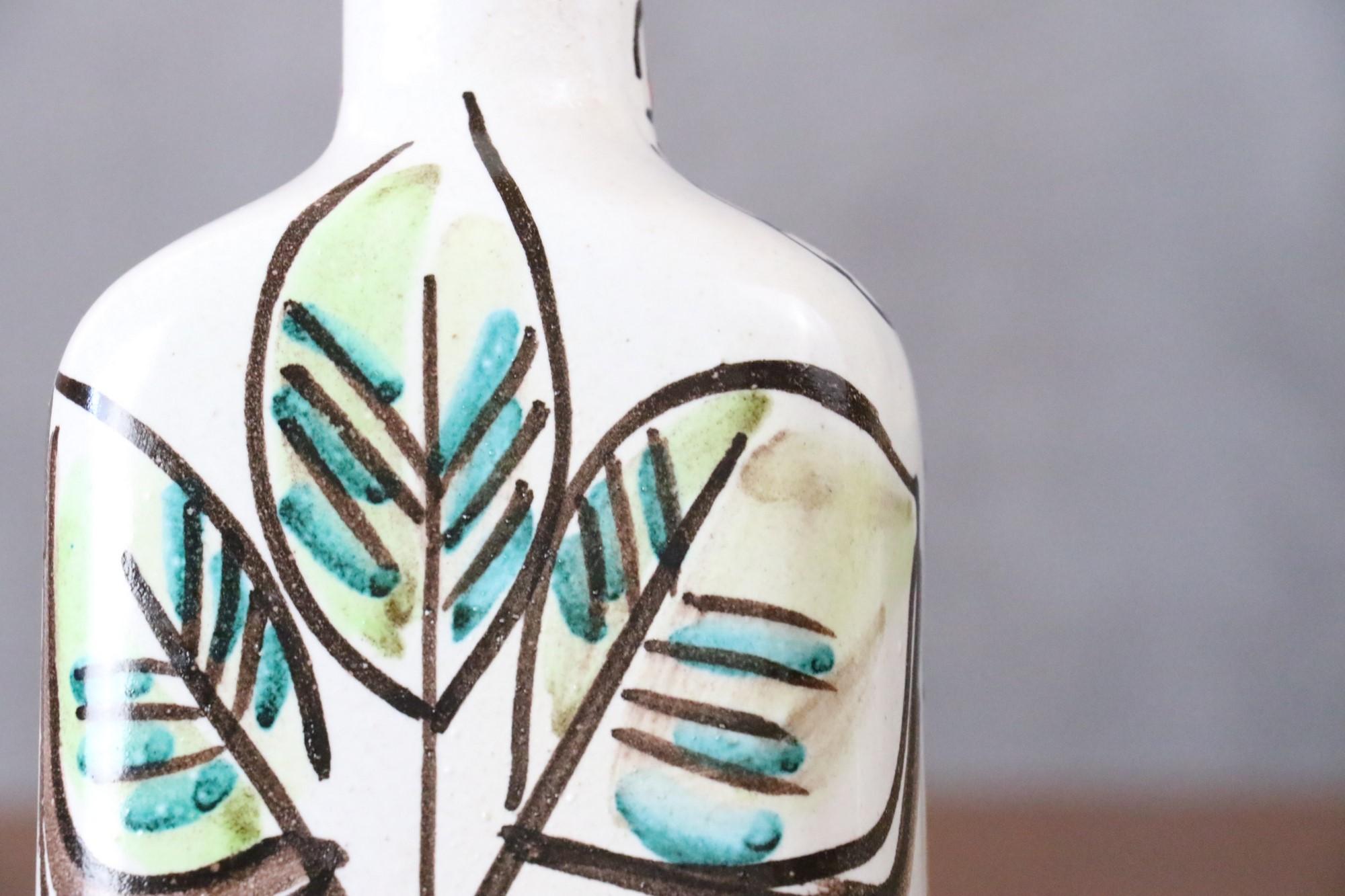 Mid-20th Century DeSimone Hand Painted Ceramic Bottle, Italian Pottery circa 1960 Era Aldo Londi