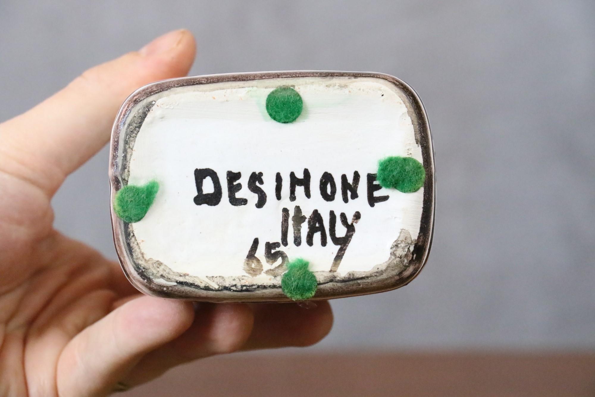 DeSimone Hand Painted Ceramic Bottle, Italian Pottery circa 1960 Era Aldo Londi 2