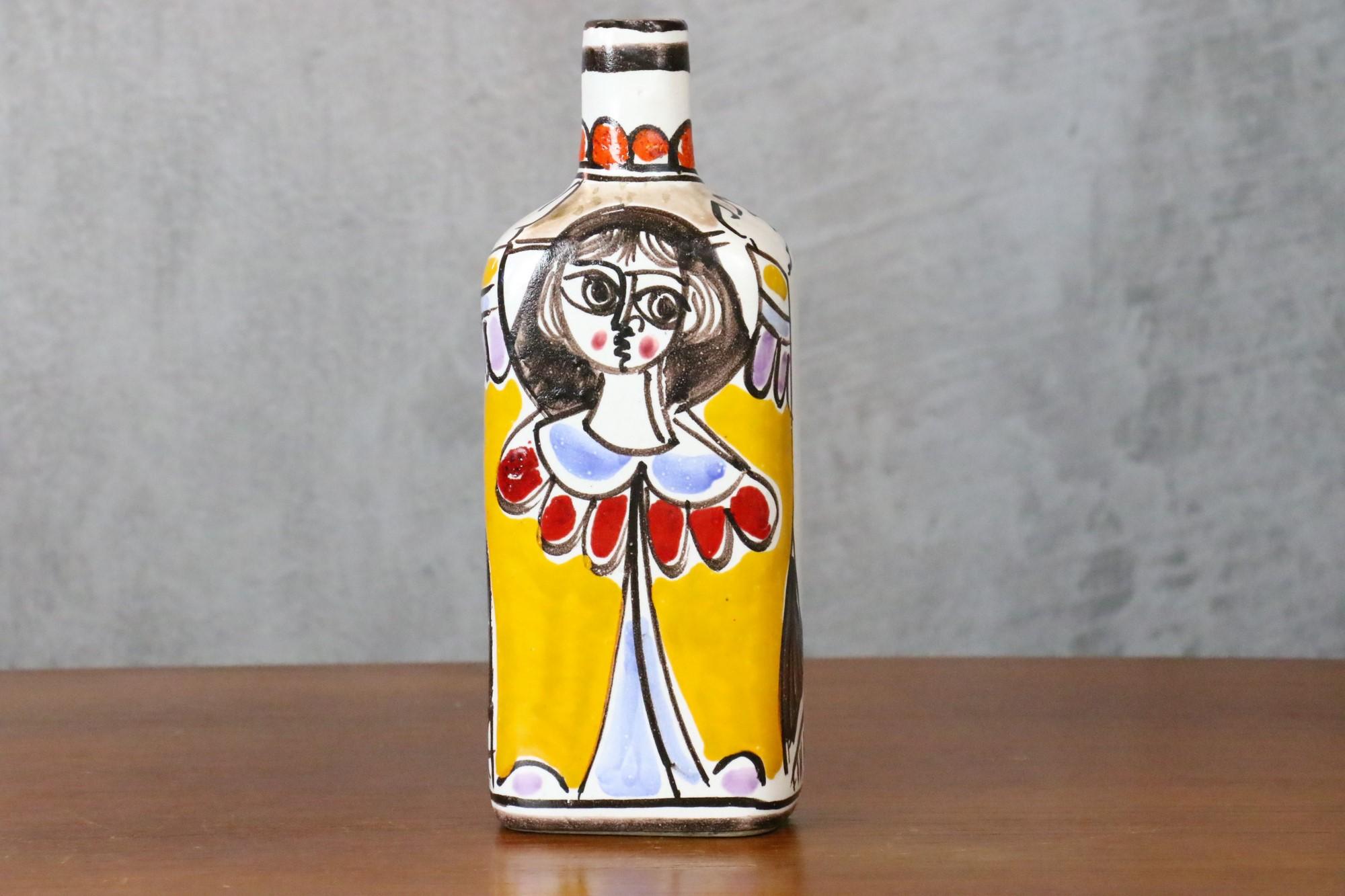 Desimone Hand Painted Ceramic Bottle, Italian Pottery circa 1960 Era Aldo Londi 6