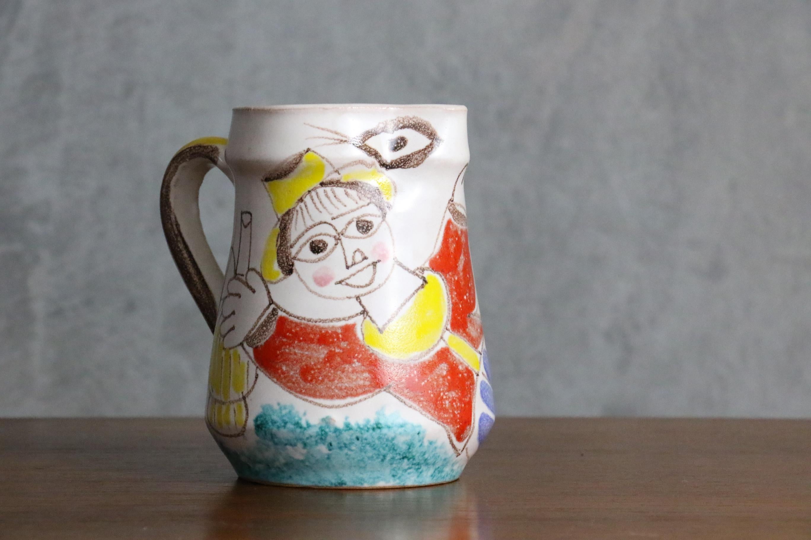 Desimone-Krug aus handbemalter Keramik, italienische Keramik, Aldo Londi, Ära um 1960 (Moderne der Mitte des Jahrhunderts) im Angebot