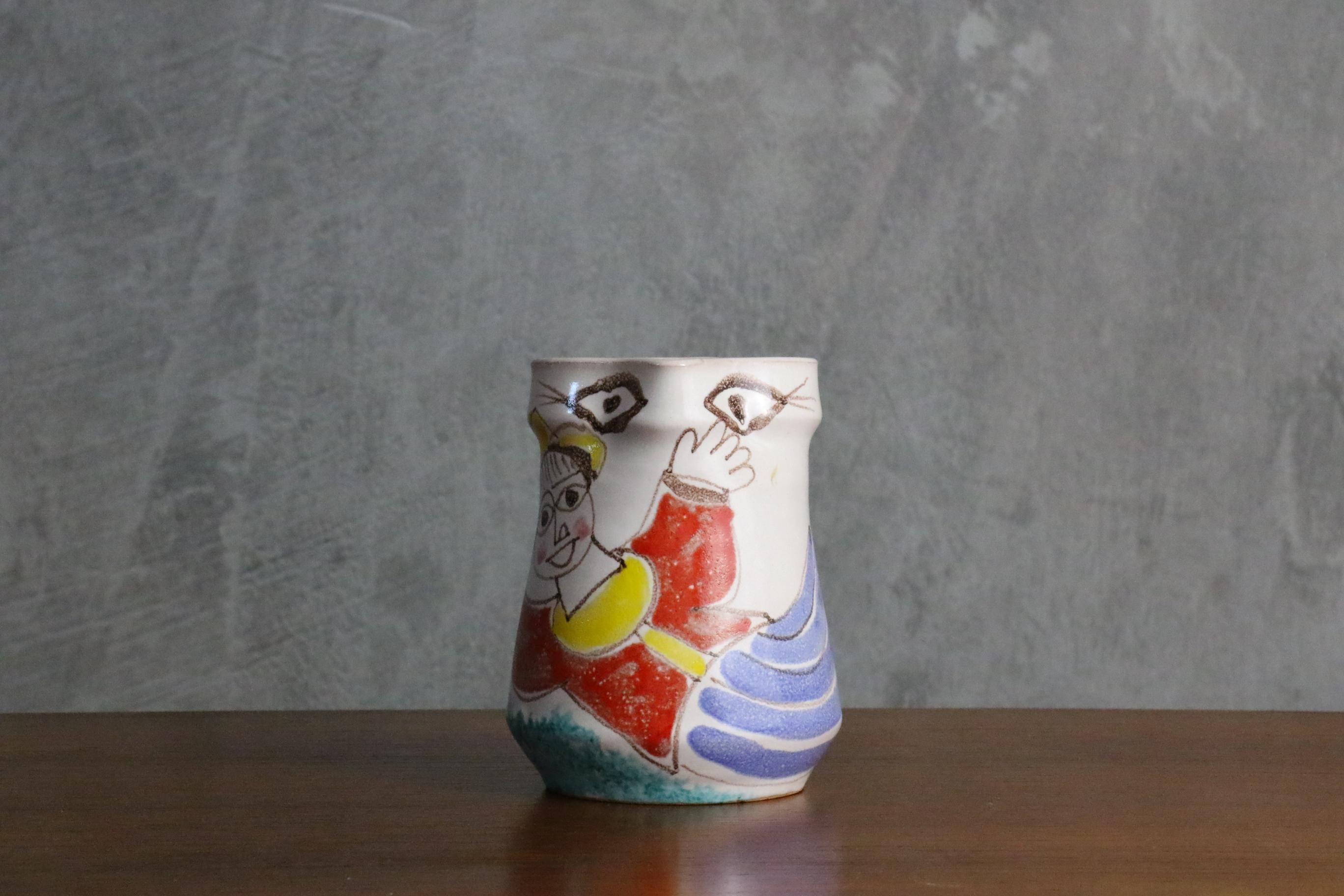 Desimone-Krug aus handbemalter Keramik, italienische Keramik, Aldo Londi, Ära um 1960 (Mitte des 20. Jahrhunderts) im Angebot