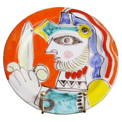 DeSimone, Hand Painted Ceramic Plate, Italian Pottery circa 1960 Era Aldo Londi