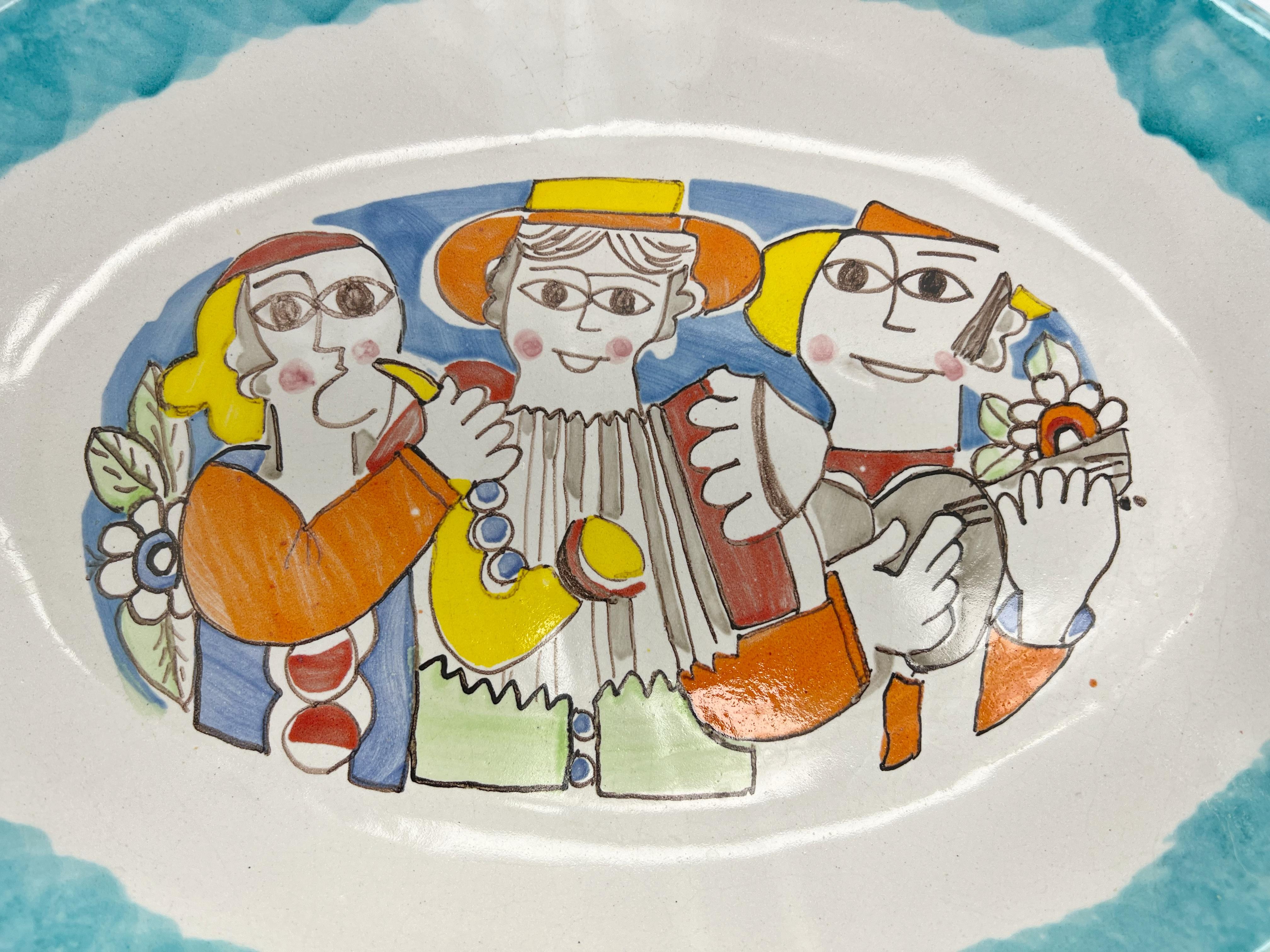 Italiano DeSimone Vassoio in ceramica dipinto a mano Italia in vendita