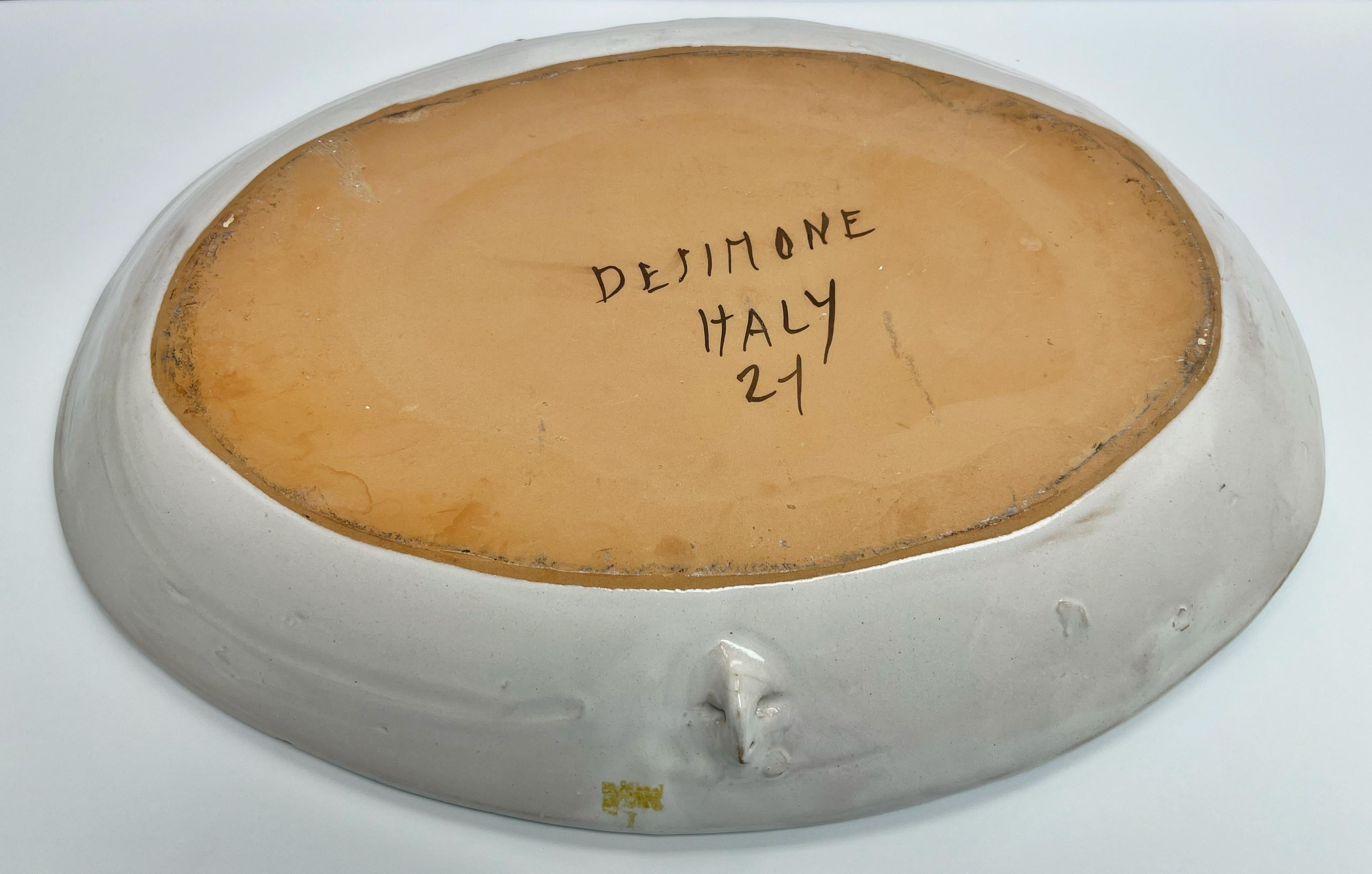 Ceramica DeSimone Vassoio in ceramica dipinto a mano Italia in vendita