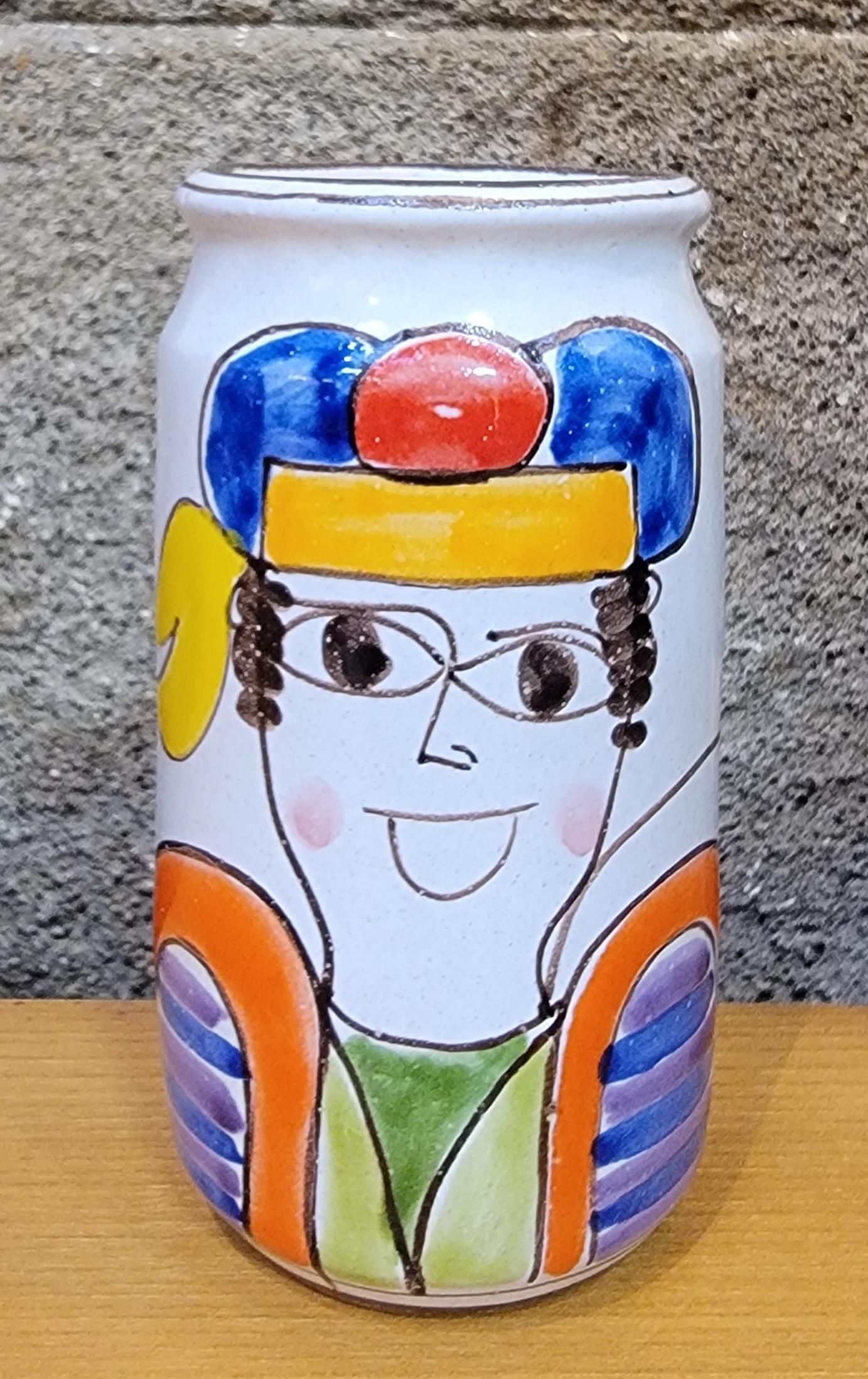 Jarrón de cerámica pintado a mano DeSimone siglo XX en venta