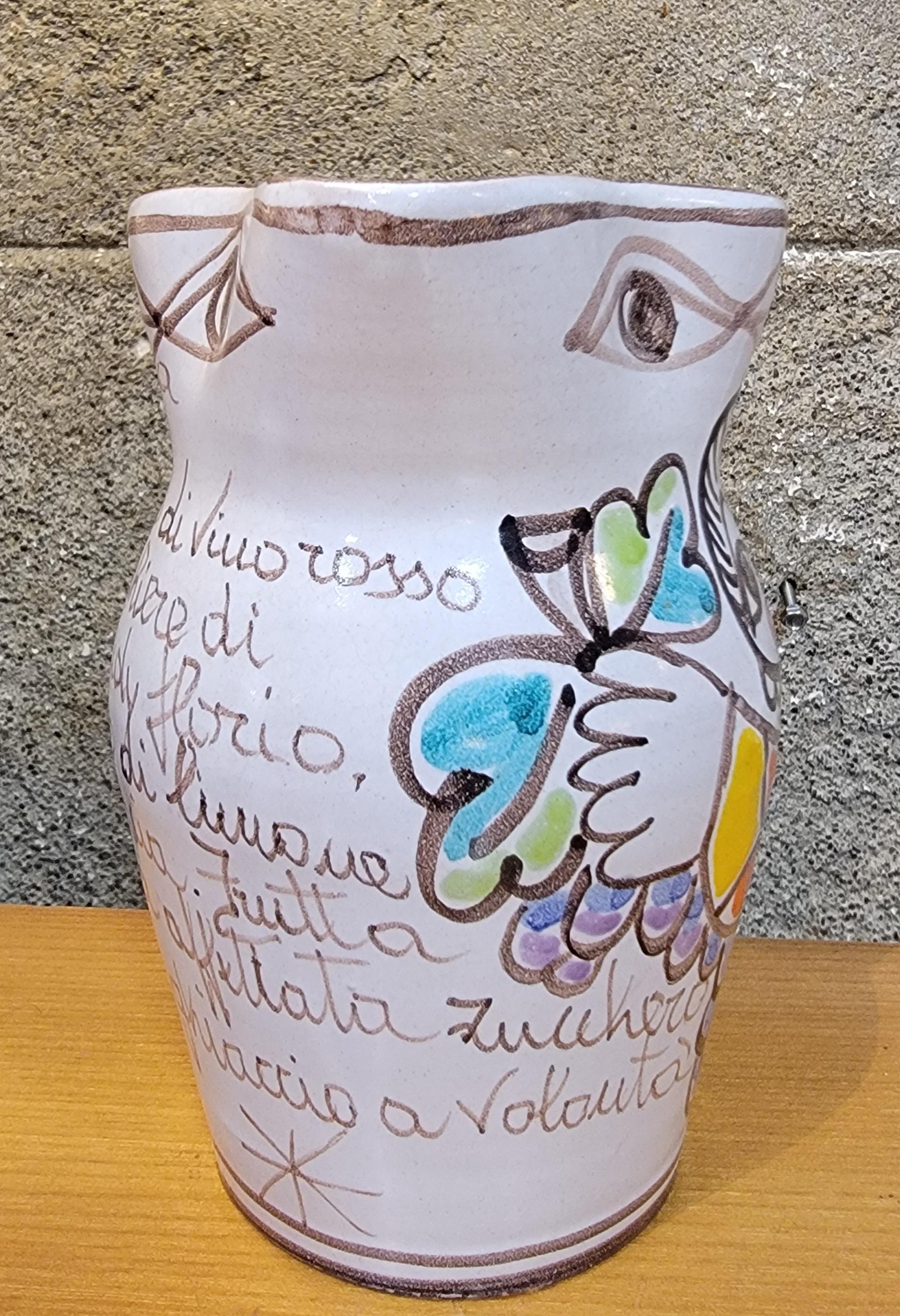 Jarra de agua de cerámica pintada a mano DeSimone Pintado a mano en venta