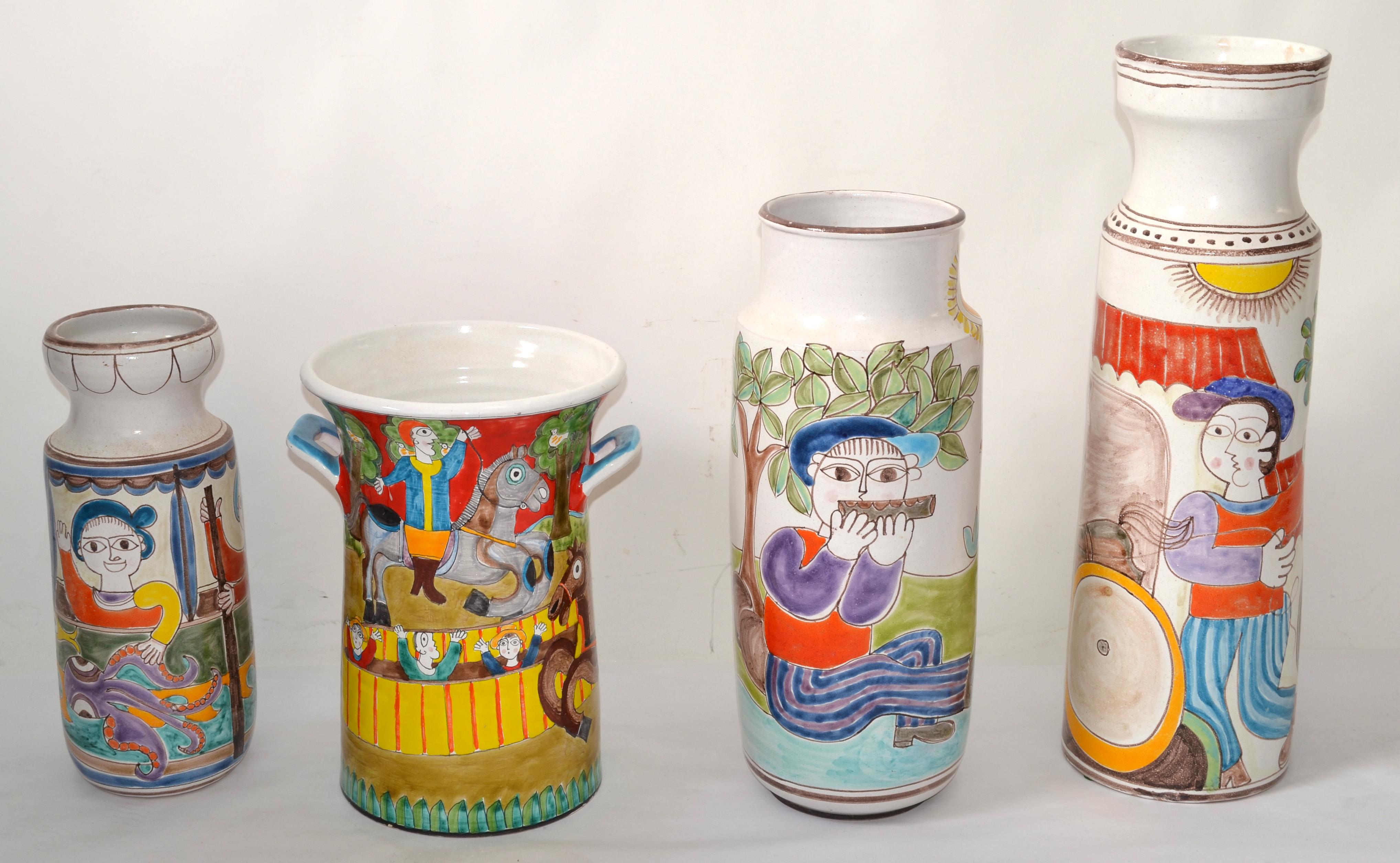 DeSimone Vase à fleurs en poterie d'art peint à la main Vessel Olive Picking Italy en vente 5