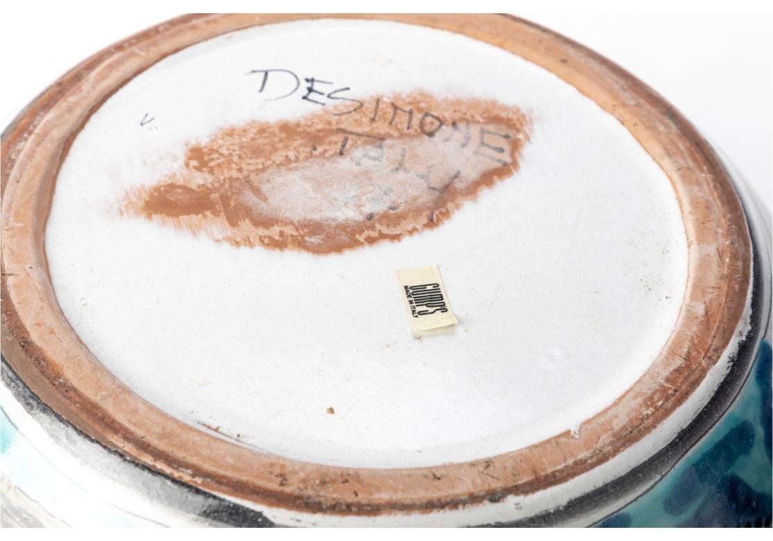 Mid-Century Modern Desimone Italian Paint Decorated Ceramic Bowl With Fish