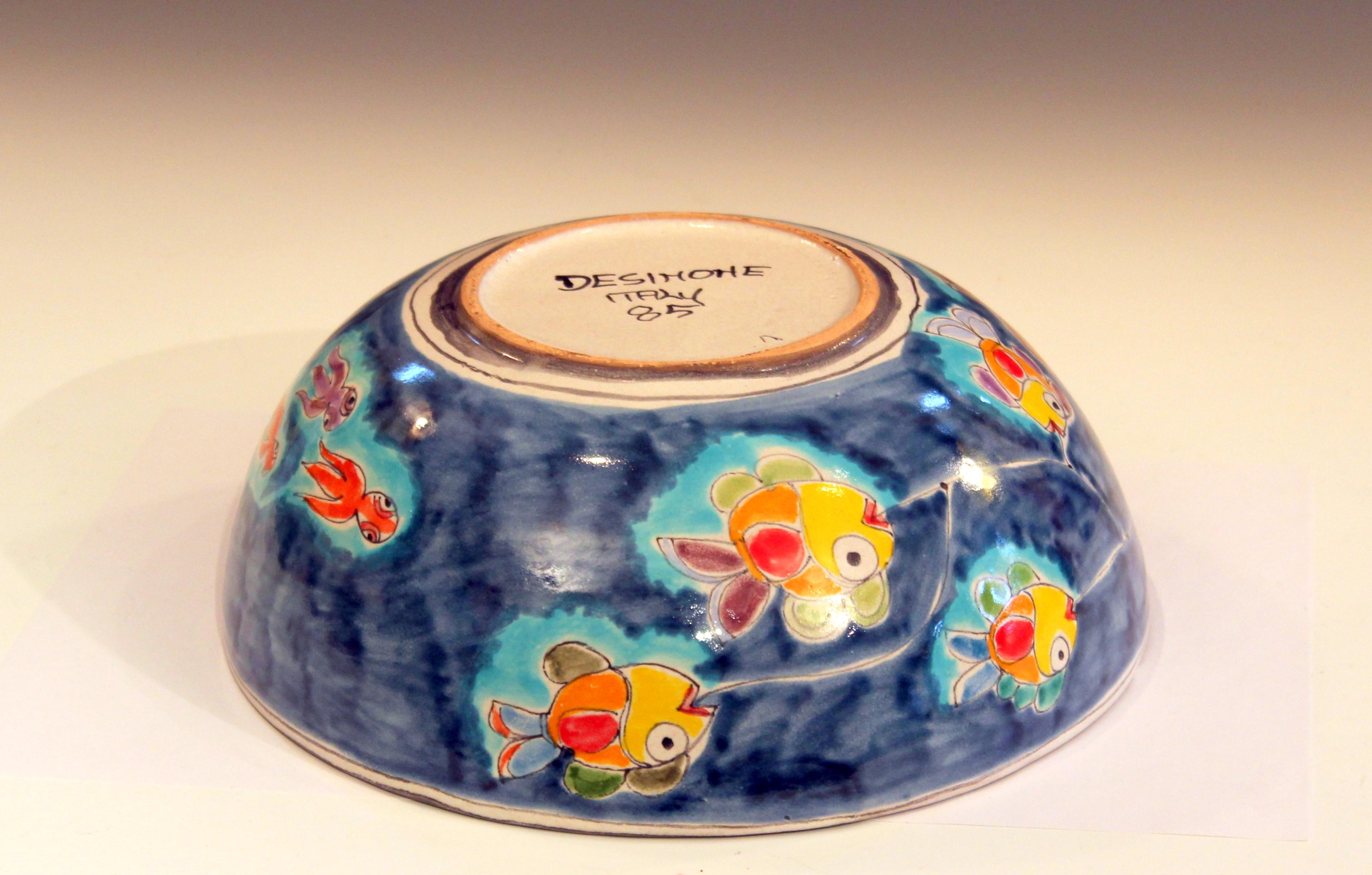 DeSimone Italian Pottery Centerpiece Bowl Ceramic Vintage In Excellent Condition In Wilton, CT