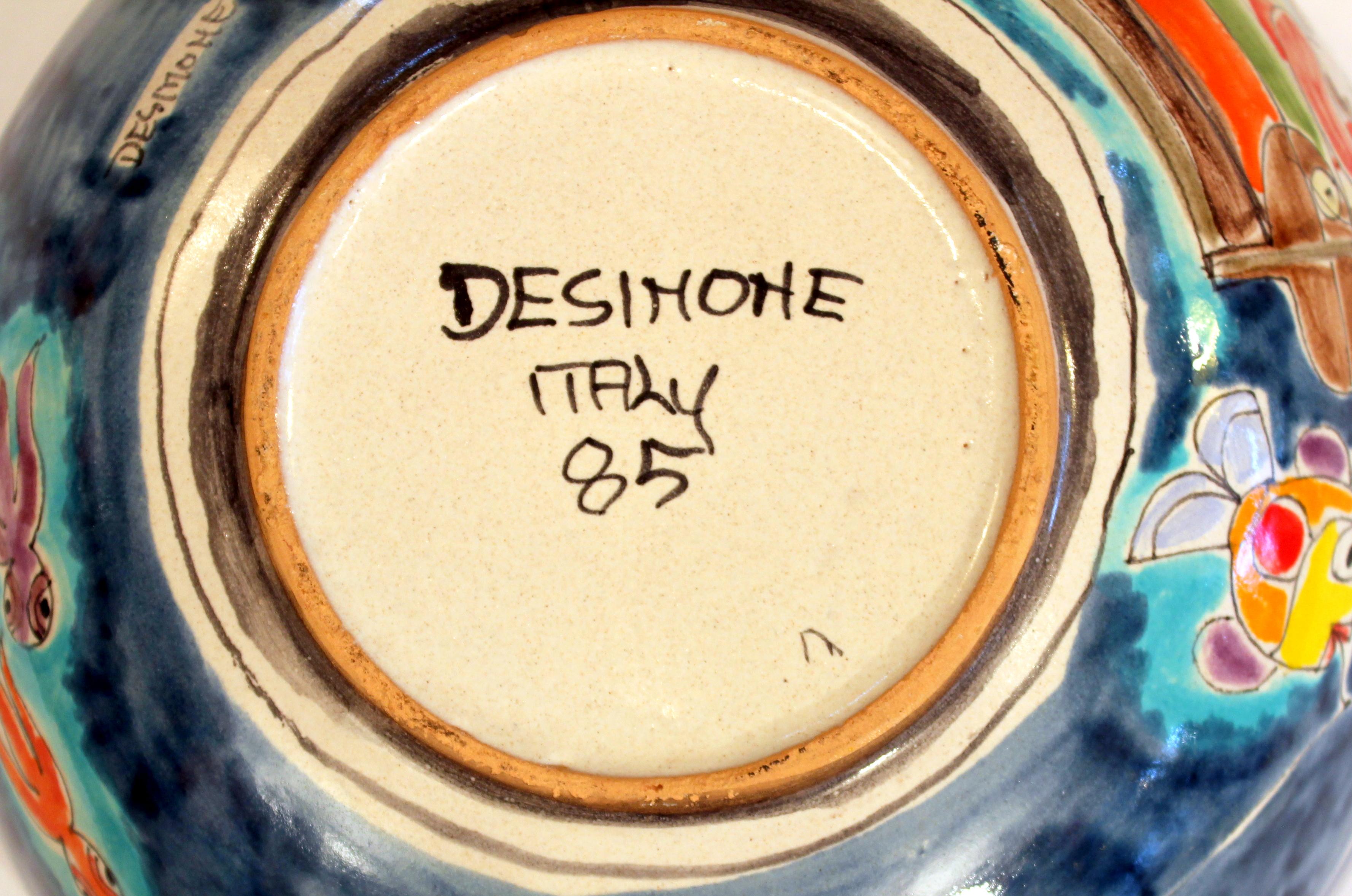 DeSimone Italian Pottery Centerpiece Bowl Ceramic Vintage 1