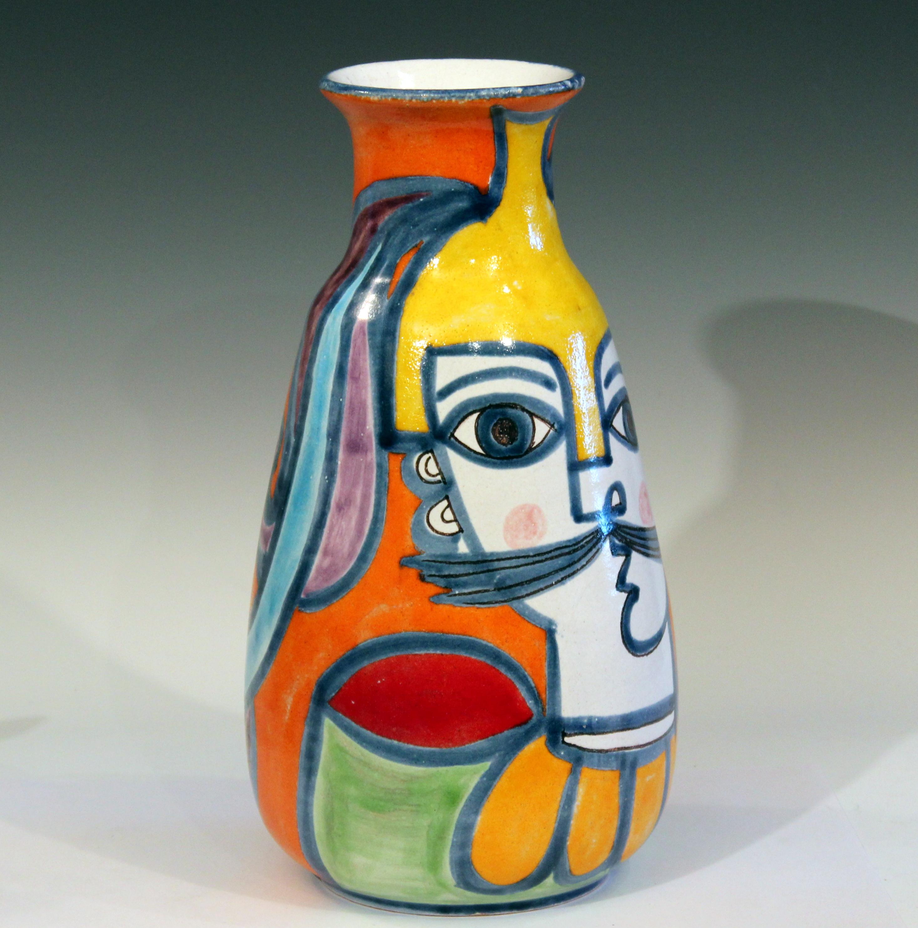 Mid-Century Modern DeSimone Italian Pottery Vase Picasso Cubist Style Vintage