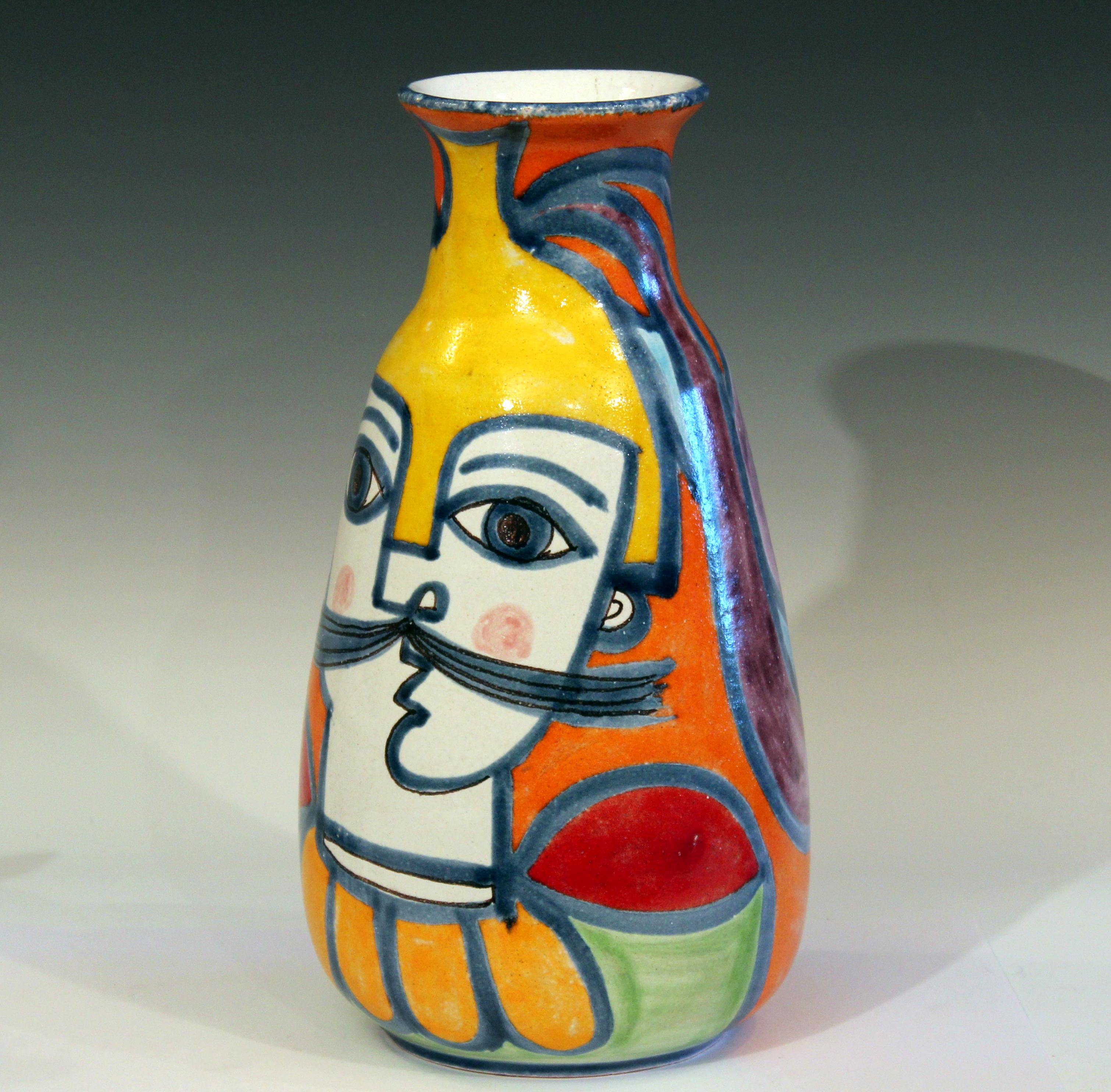 Turned DeSimone Italian Pottery Vase Picasso Cubist Style Vintage