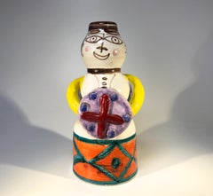 DeSimone, Italian Soldier with Shield, Sizeable Ceramic Candle Holder, C 1960