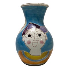 DeSimone, Italy Boy Red Spinning Top Italian Hand Painted Shaped Vase, 1960s