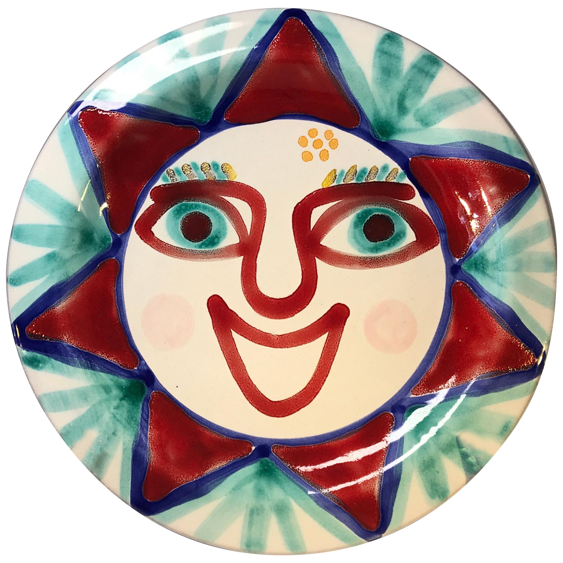 DeSimone of Italy, Piatto in ceramica dipinto a mano con sorriso e felicità, anni '60