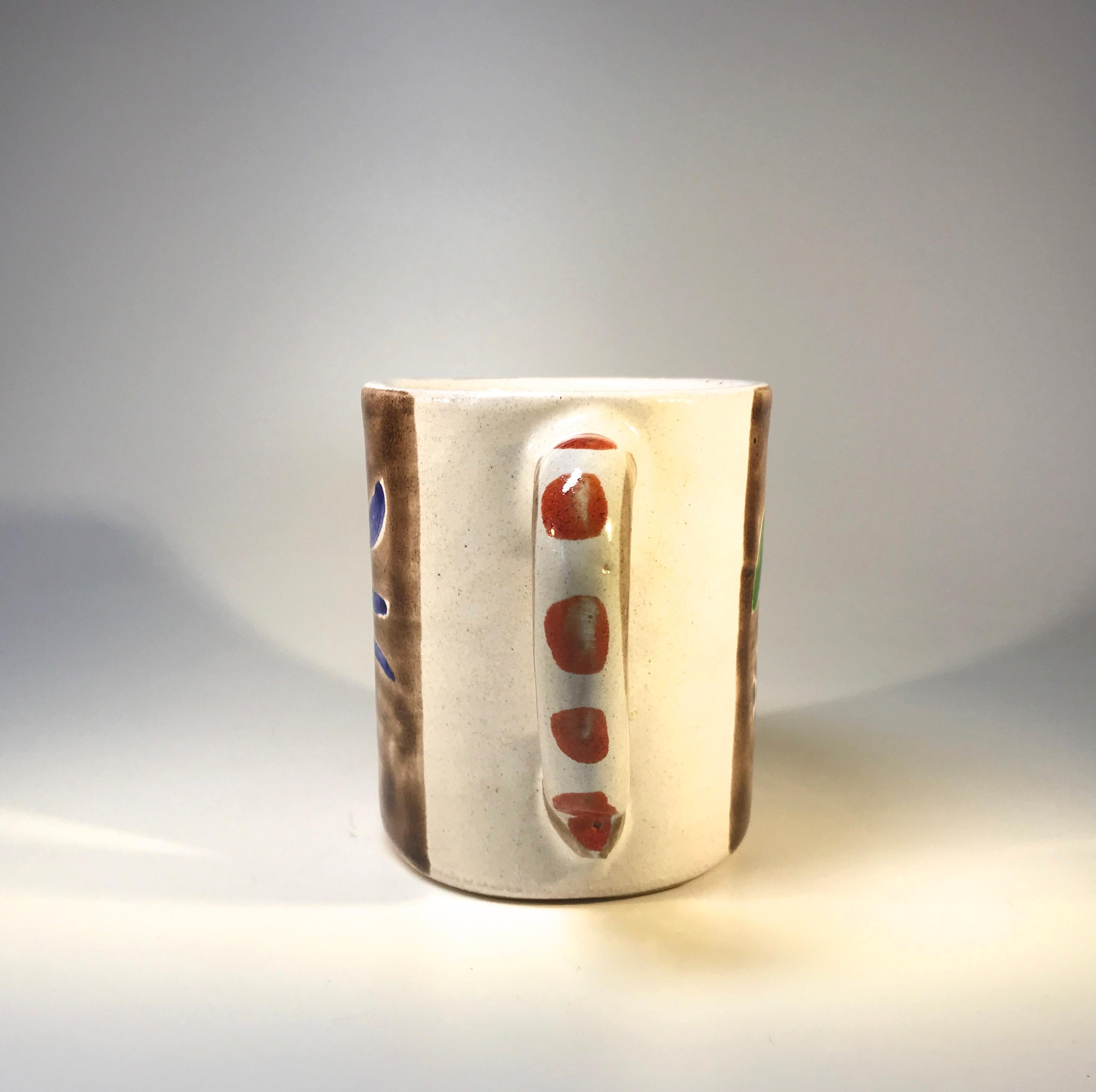Hand-Painted DeSimone of Italy, Hand Painted Chirpy Bird Ceramic Midcentury Coffee Mug, c1960