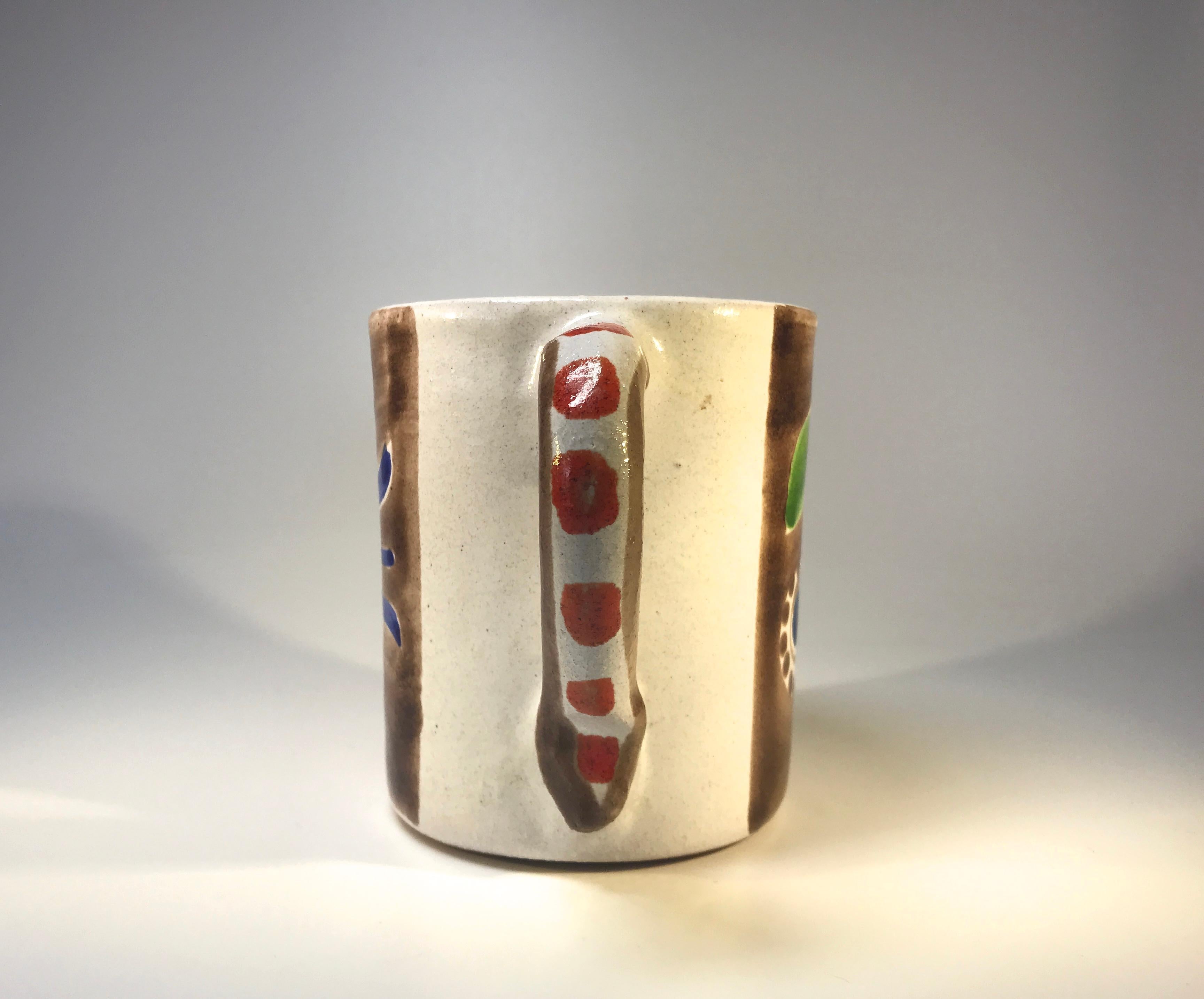 Italian DeSimone of Italy, Hand Painted Chirpy Bird Ceramic Mid-Century Coffee Mug c1960